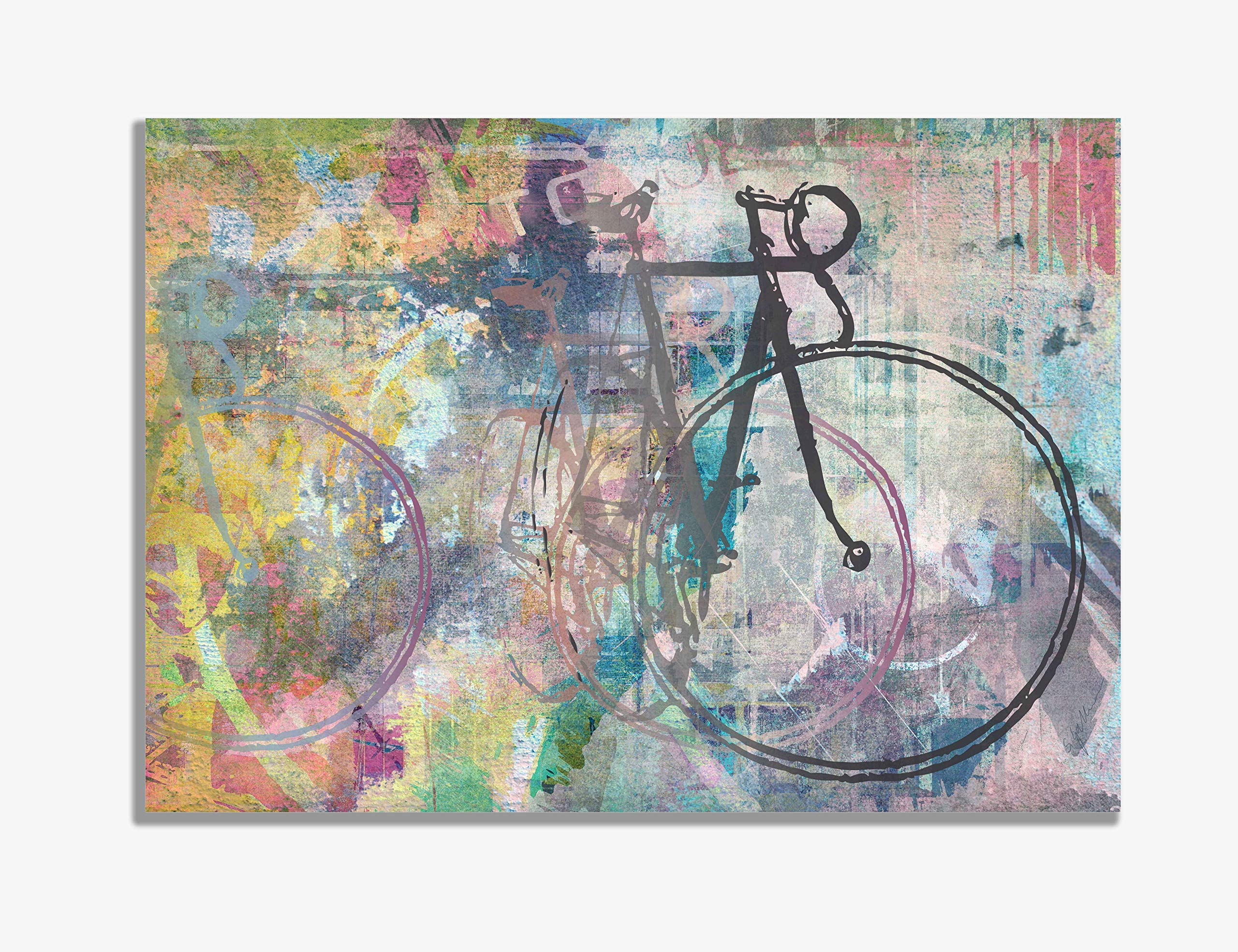 wohnstil Leinwand/Bild mit Fahrrad/Rennrad Sportmotiv Tour de France 80x60cm Druck hochwertig, stimmungsvoll Illustration Küche, Haushalt & Wohnen