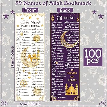Yopyame 99 Names of Allah Bookmark - 100pcs Islamic Bookmarks Ramadan Eid Gifts Reflecting on The Names of Allah Arabic English Bookmarks Quran Muslim Islamic Arabic Gift for Women Men Quran Learning