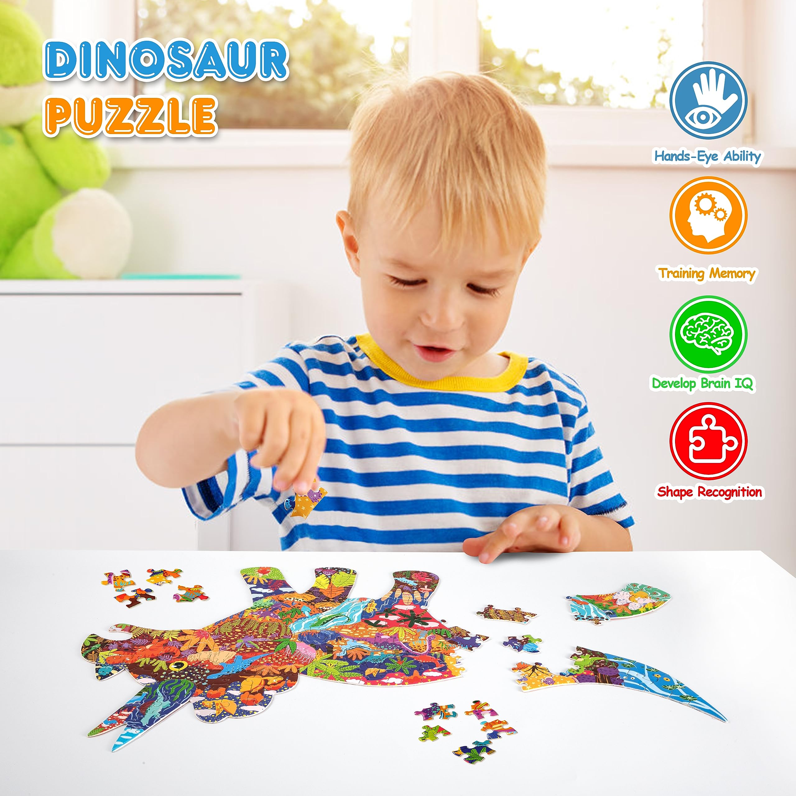 Puzzle Dinosaure Triceratops 150 Pièces – 48,8 X 30,5 Cm – En Carton Sûr, Couleurs Vives – Dès 4 Ans – Cadeau éducatif Montessori