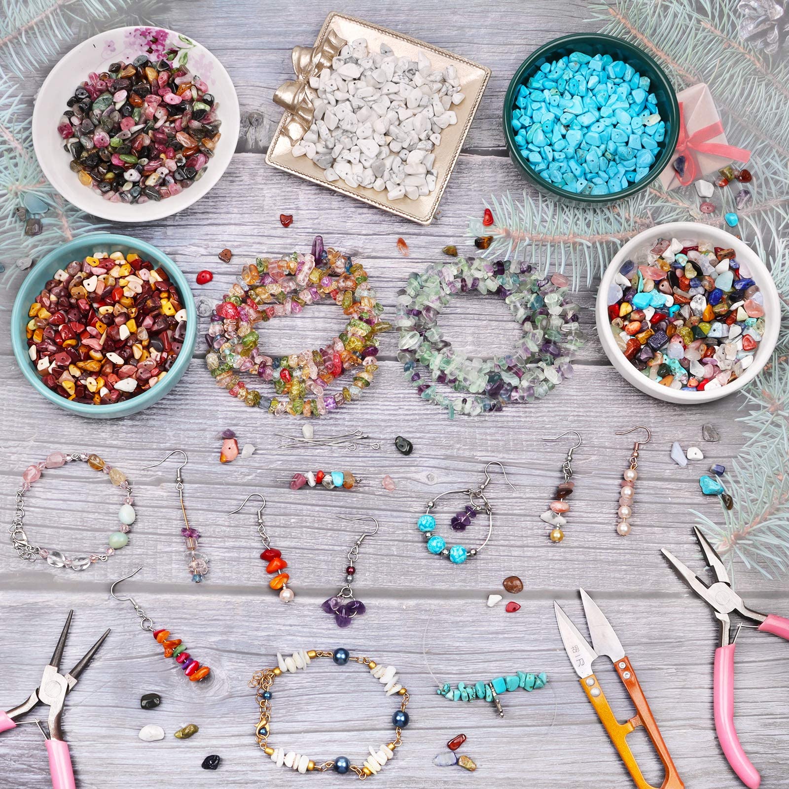 Rayong Lot De 250 Perles De Pierres Précieuses Avec Trou - élange De