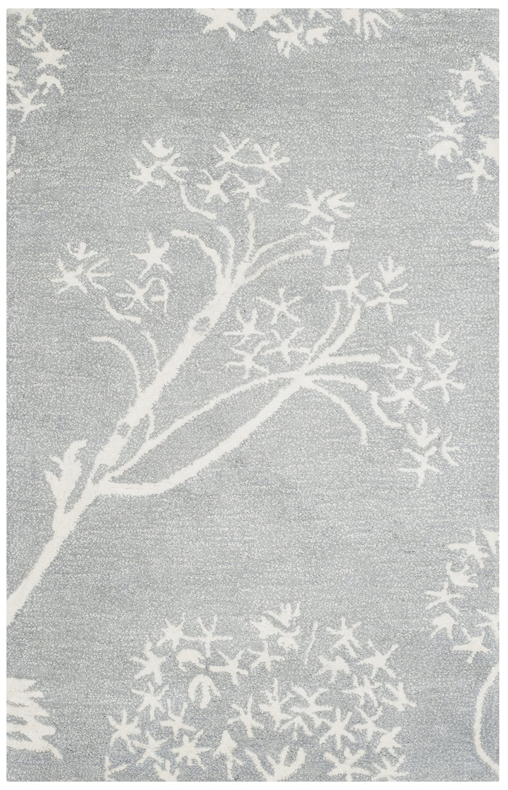 Safavieh Bella Ivory/Charcoal Transitional 5ft x 5ft Round Rug in the