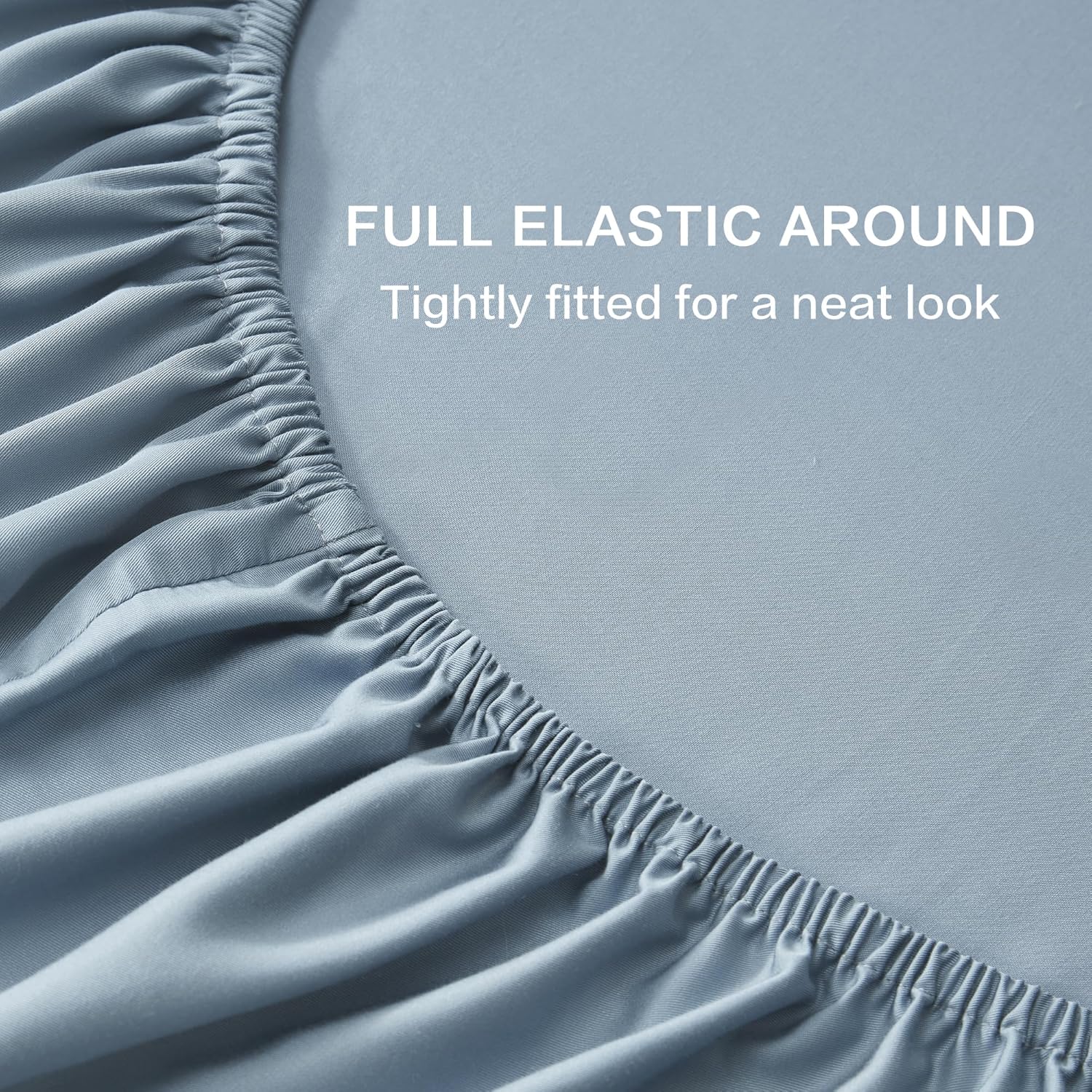 Andency Grayish Blue Queen Sheets Set, 100% Viscose Derived from Bamboo, Cooling Bed Sheets Queen Size, Deep Pocket Up to 16", Silky Soft Sheets, Hotel Luxury Breathable Bedding Sheets & Pillowcases - Image 6