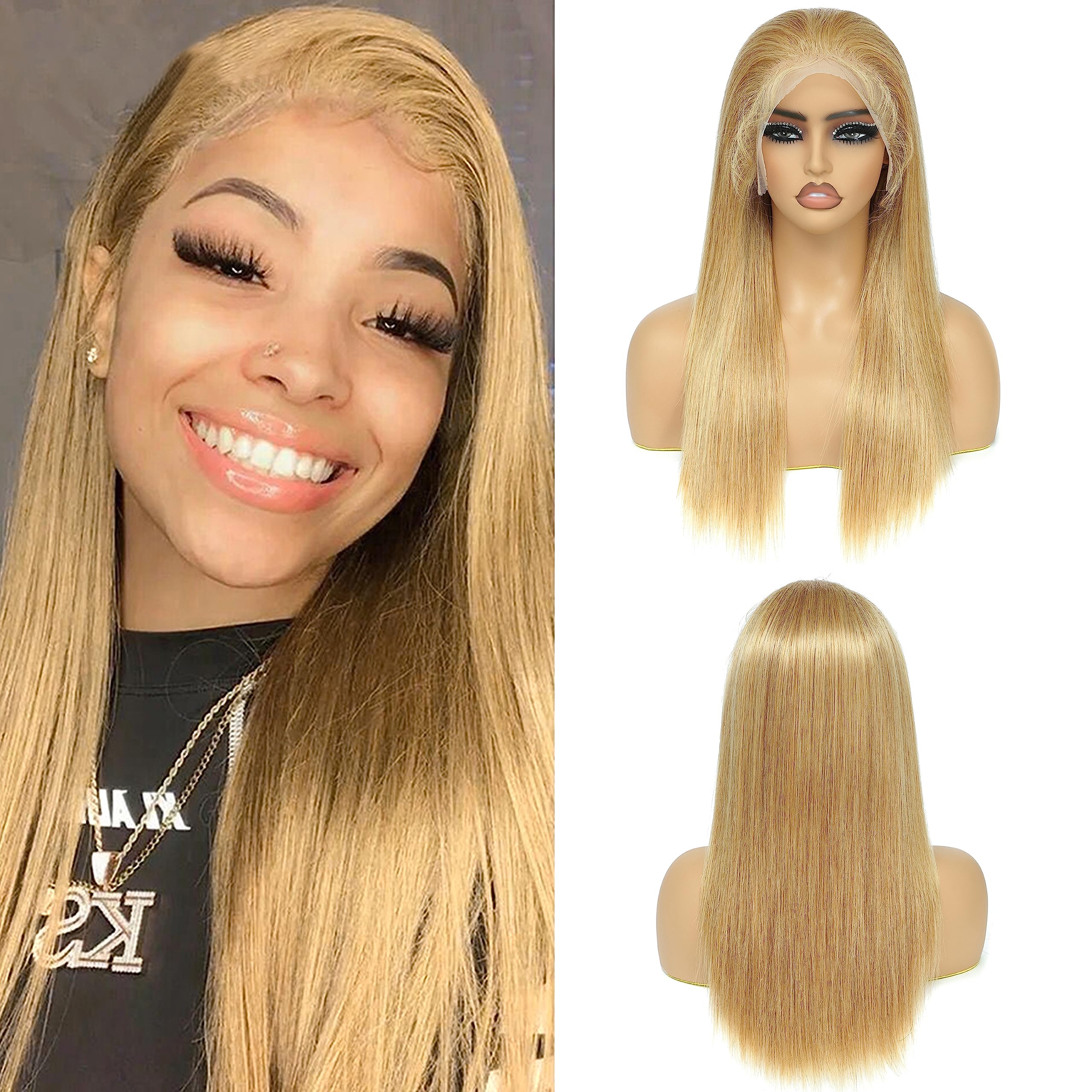 Amazon.com : Brazilian Remy Straight Lace Front Human Hair  display picture 1