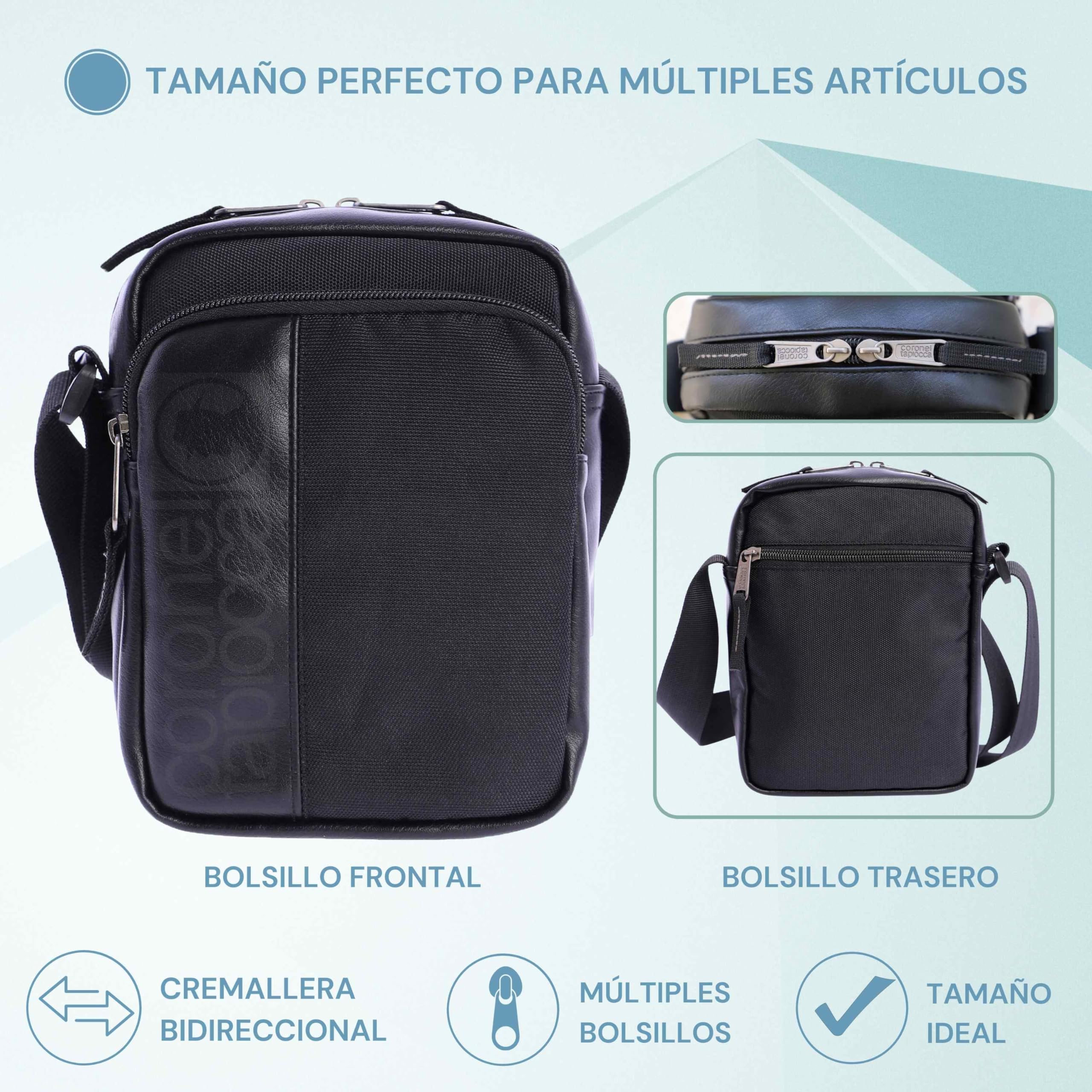 Coronel Tapioca – Bandolera para hombre estilo casual | Bolso hombre bandolera compacto con múltiples compartimentos | Ideal para uso diario, viajes o trabajo