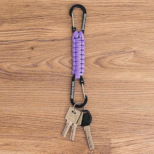 Miniatura 6 de BRAVESHINE Llavero de paracaídas con clip para mosquetón, anillo en D, gancho para cochecito para botella de agua, llaves, mochilas, hombres, mujeres