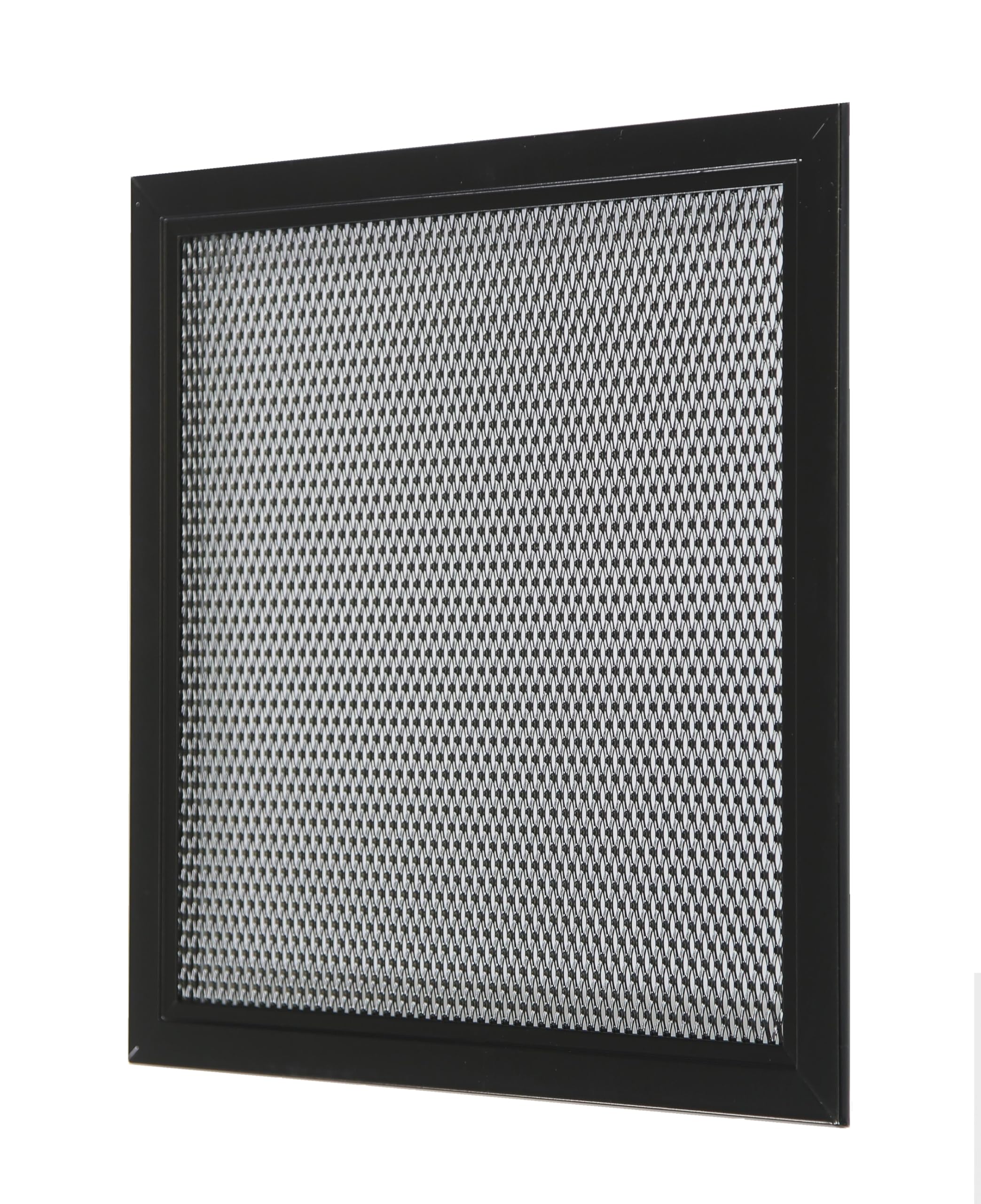 Griglia di Ventilazione 30x30 cm Quadrata in Alluminio Perforato Nero RAL9005 – Diffusore Aria Calda Interno/Esterno con Rete Protettiva Verniciata a Polvere.
