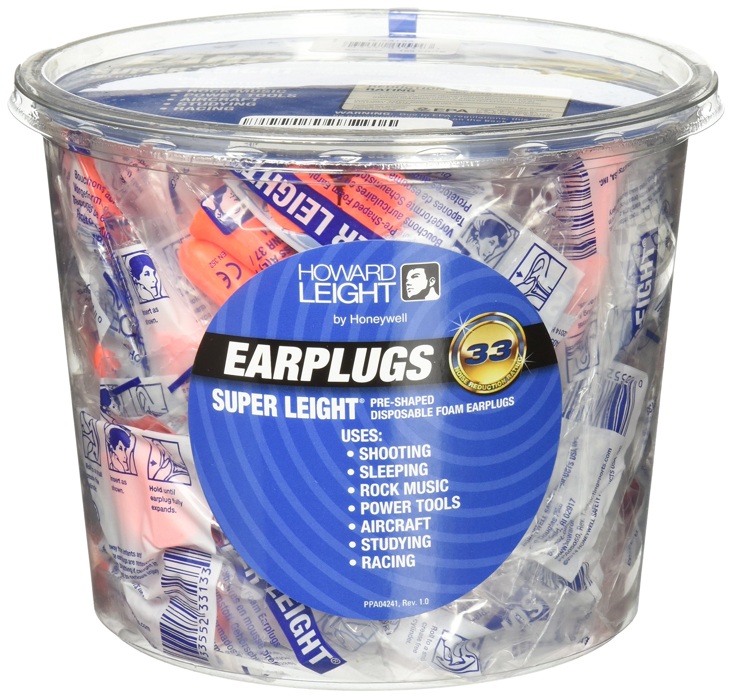Howard Leightby Honeywell Super Leight Disposable Foam Shooting Earplugs, 100-Pair (R-33133), Orange
