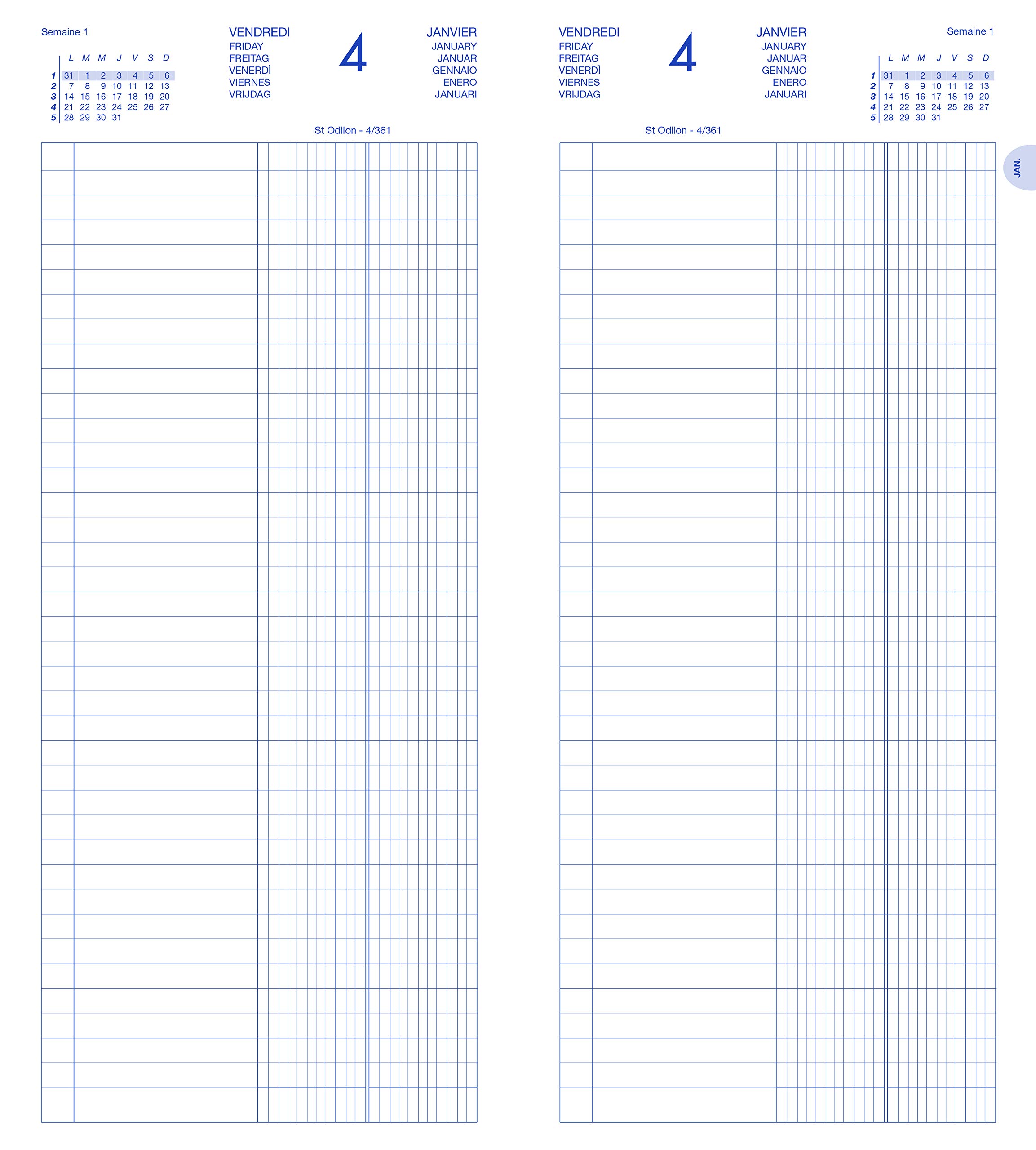 Planer LECAS Civil Banquier Długi 2 tomy 2023 1 dzień/2 strony Format 15x34 cm Czarna twarda okładka