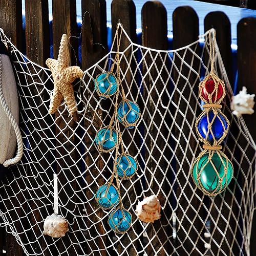 Miniatura 4 de SAILINGSTORY - Flotador de pesca de cristal, 6 bolas de boya para decoración de verano, adornos náuticos costeros de playa para árbol de Navidad, 3