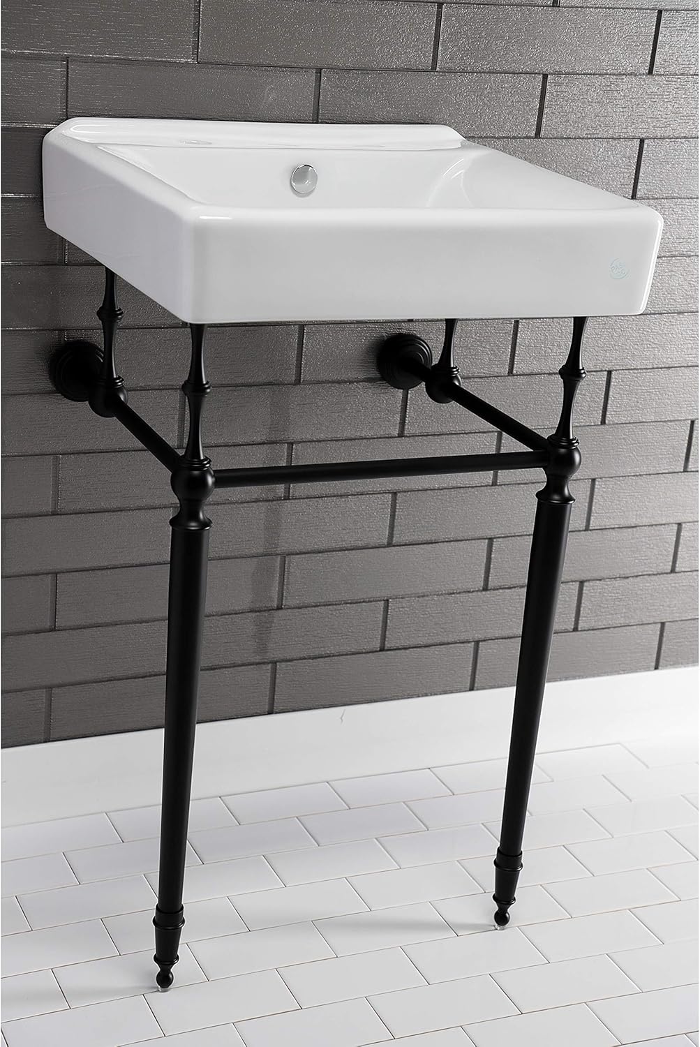 Kingston Brass EV2018W38 Concord 20" Ceramic Console Sink Basin Only (8-Inch, 3-Hole), White – Legs Not Included