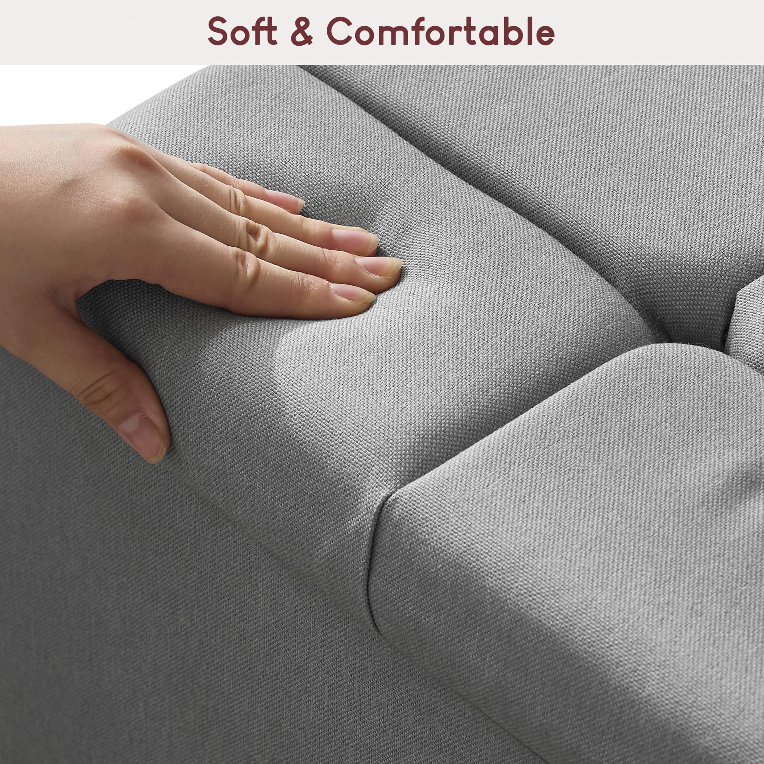 Vida Designs Valencia Pouf Ottomano, con Coperchio in Tessuto, Sedia, Sgabello, Panca per Finestra, Cassapanca, Cassapanca per Giocattoli, Pouf, Poggiapiedi, Lino Grigio Chiaro