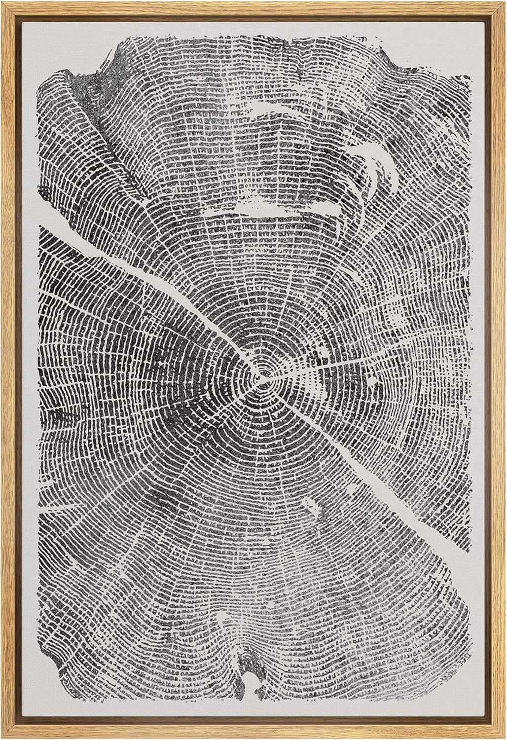 IDEA4WALL Framed Canvas Print Wall Art Black Gray Distressed Wood Tree Rings Nature Wilderness Illustrations Modern Art Rustic Abstract Relax/Calm for Living Room, Bedroom, Office - 16"x24" Natural 24"L x 16"W A13-03-m12