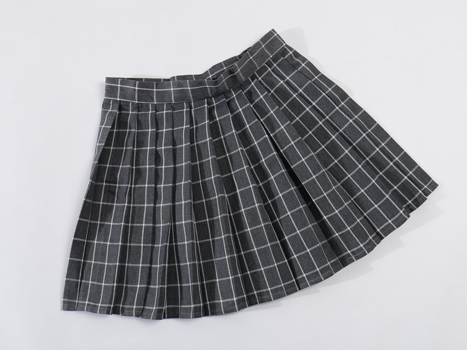 Women Girls Short Plaid Pleated Skirts Uniform Cosplay Costumes 2 Grey White
