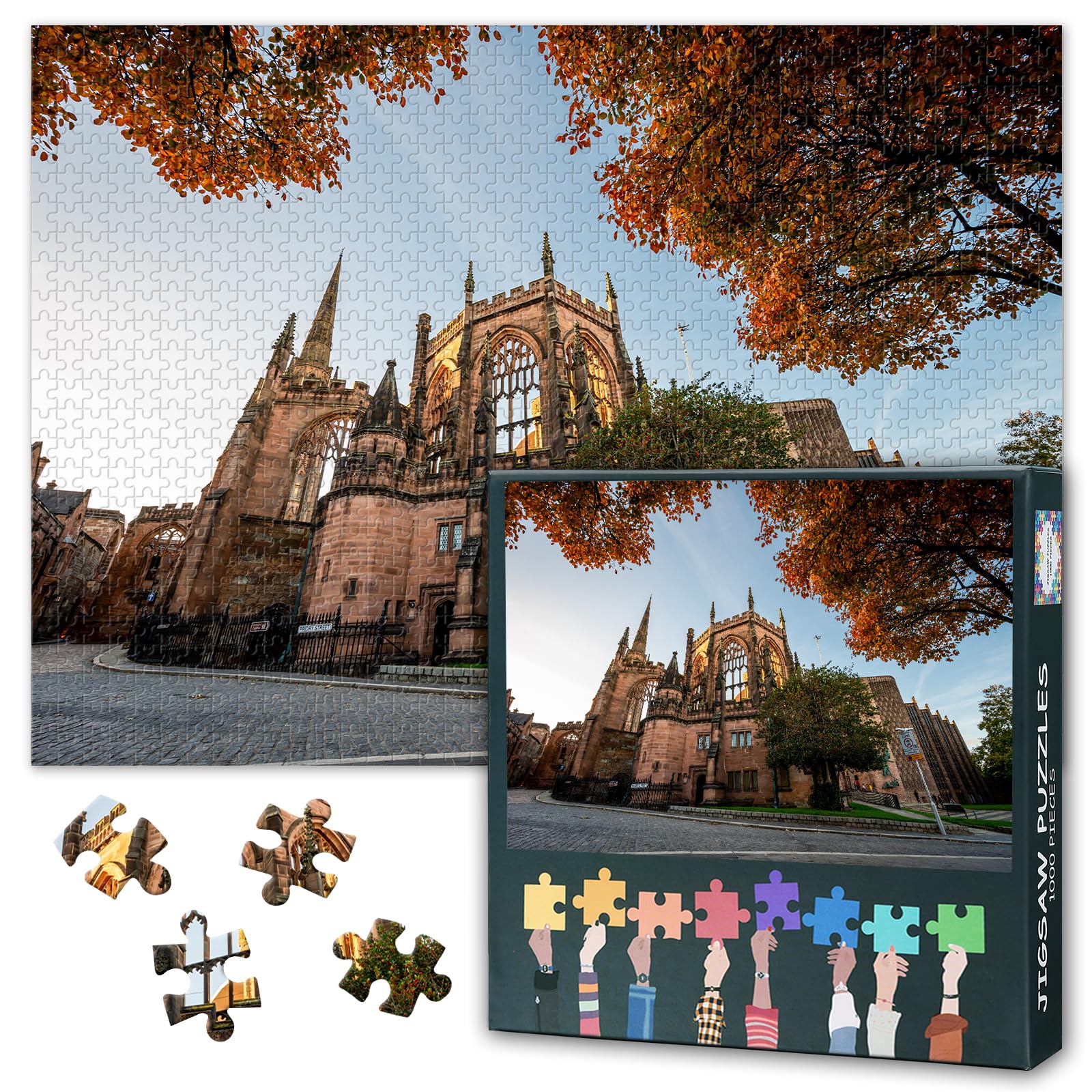 Puzzles for Adults 1000 Pieces, Coventry Cathedral Jigsaw Puzzles, Adult Puzzle for Adults, Educational Fun Games or Toys for Elders Friends 20X27 INCH