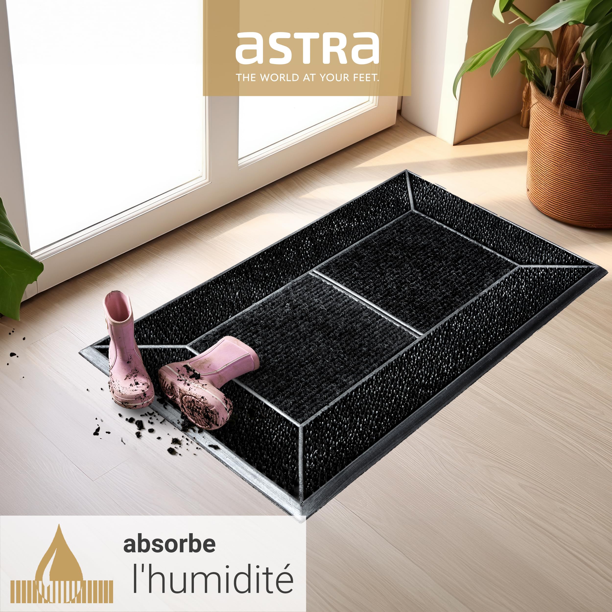 Lot de 2 paillassons d'extérieur antidérapants et résistants aux intempéries - 45 x 75 cm - Anthracite