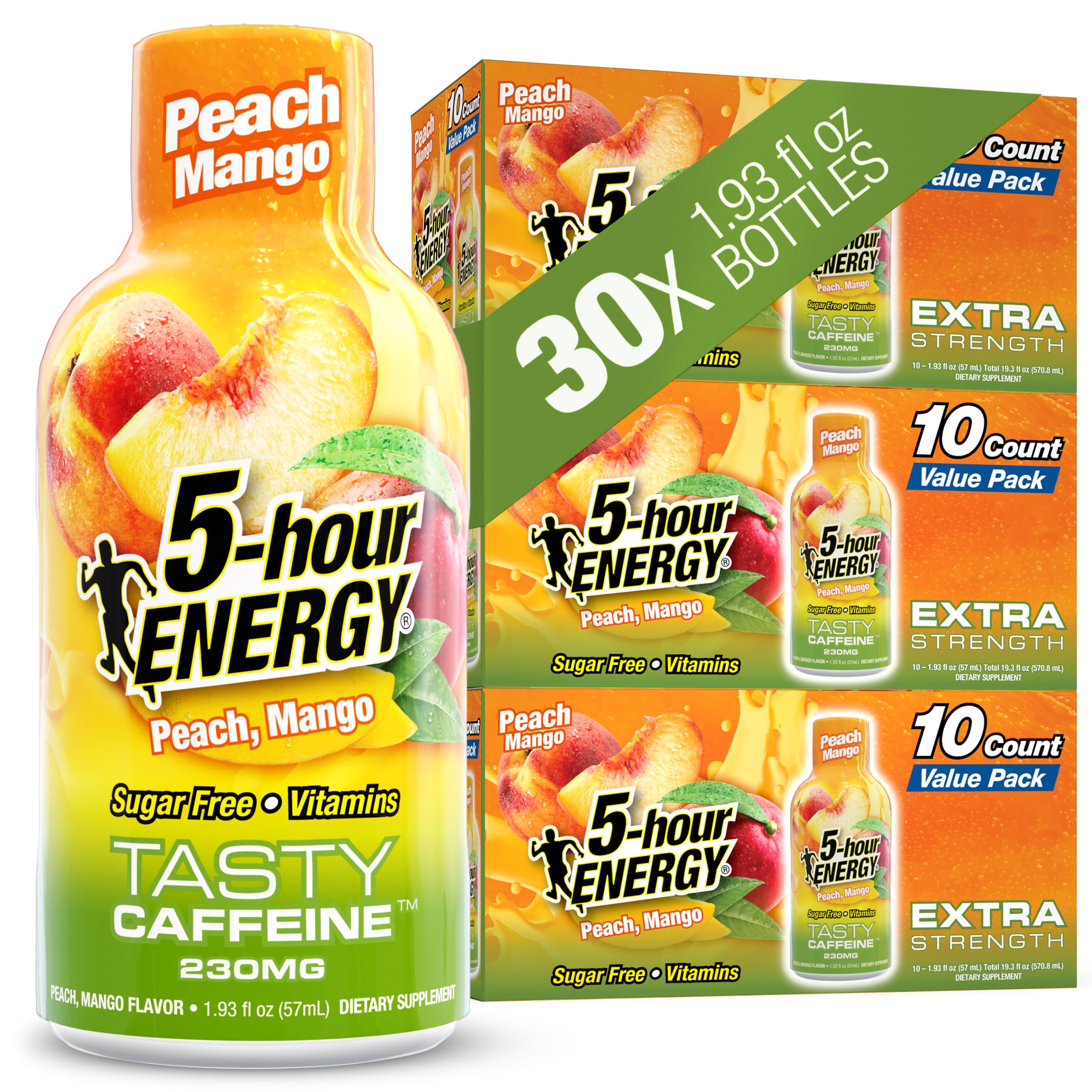 5-hour ENERGY PEACH MANGO Flavor, 30 Count, Extra Strength Energy Shot Peach Mango Extra Strength