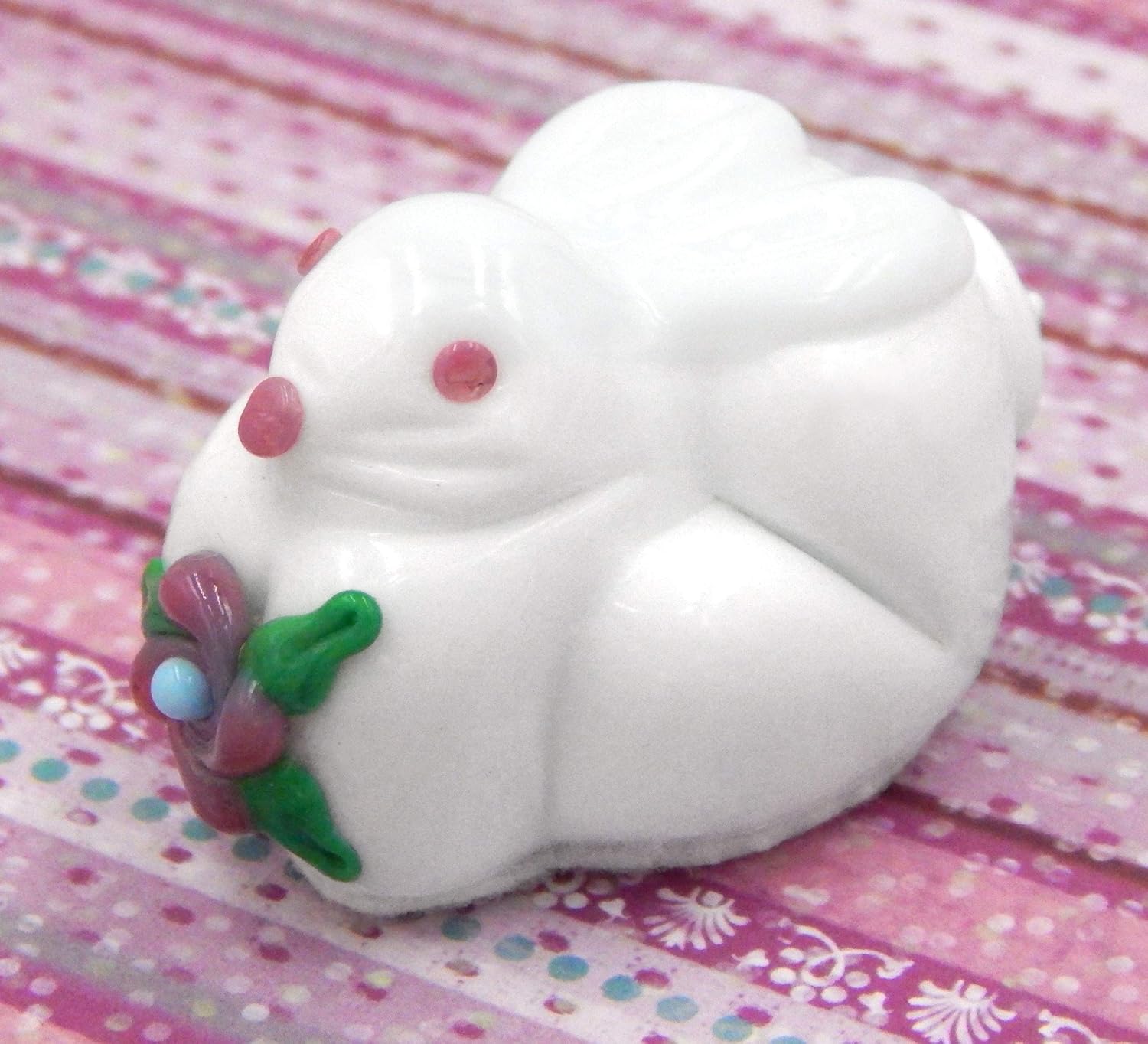 Art Glass Bunny Rabbit Chocolate Gift Handmade Easter Décor (White Chocolate)