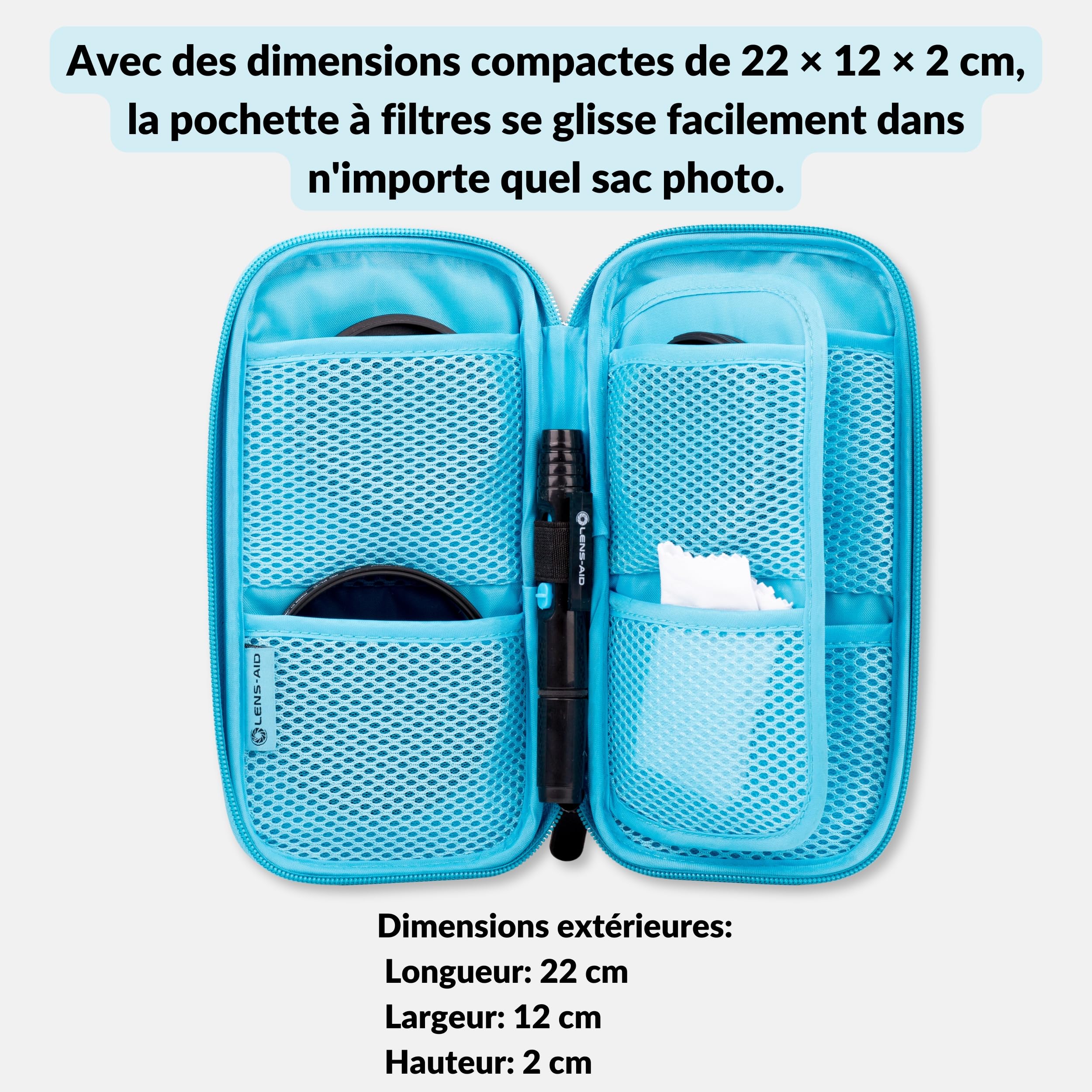 LENS-AID Étui pour Filtres Objectif 9 Compartiments Jusqu’à 82 mm Housse Filtres ND UV CPL Appareil Photo