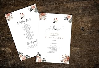 Custom Printed Wedding Ceremony Program, Printed Programme Cards, Custom Ceremony Itinerary Card, Personalized Wedding Timeline Card, Customized Marriage Event Programme Itenary Cards WPC00066