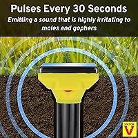 Vista 3 de Victor Mole and Gopher Solar Powered Sonic Spike - Repelente de topos y topos al aire libre - M9014 - Solución libre de químicos - Funciona