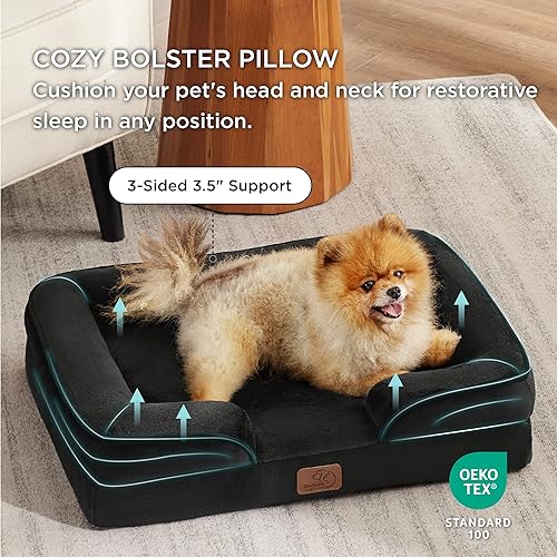 Vista 421 de Bedsure - Cama ortopédica mediana para perros, sofá cama impermeable para perros medianos, espuma de soporte con funda extraíble y lavable, forro