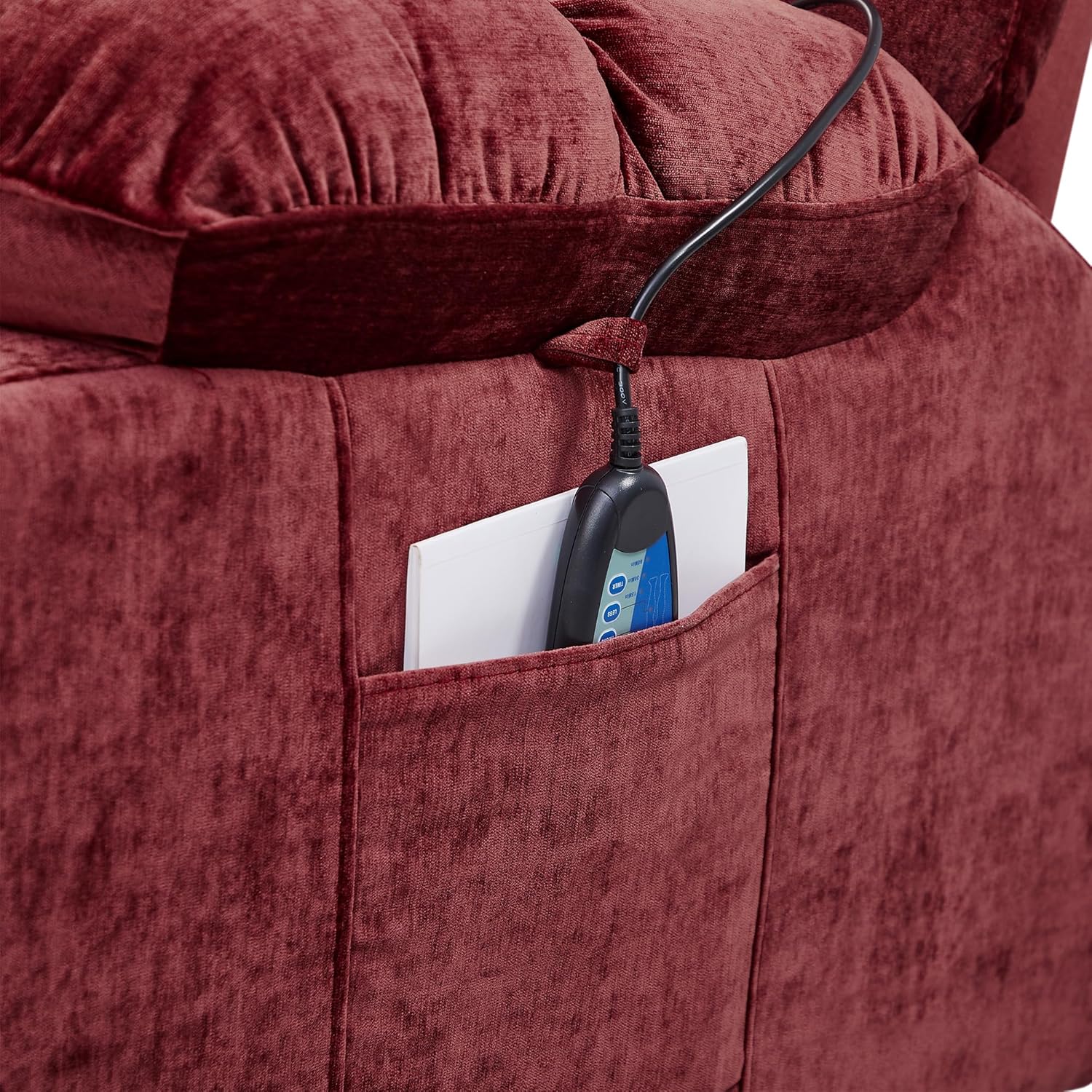 GDFStudio Dual Motor Power Lift Recliner Chair with Massage and Heat, Recliner Chair for Elderly with Infinite Position Lay Flat 180° Recliner,Cloth Power Reclining Chair for Living Room Red