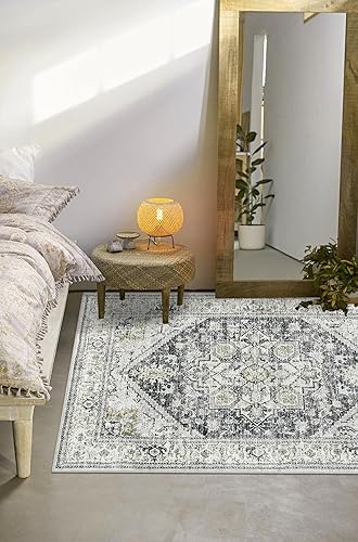 Miniatura 7 de LIVEBOX Alfombra lavable de 5 x 8 pies, alfombra grande bohemia para sala de estar, alfombra vintage antideslizante para interiores, para