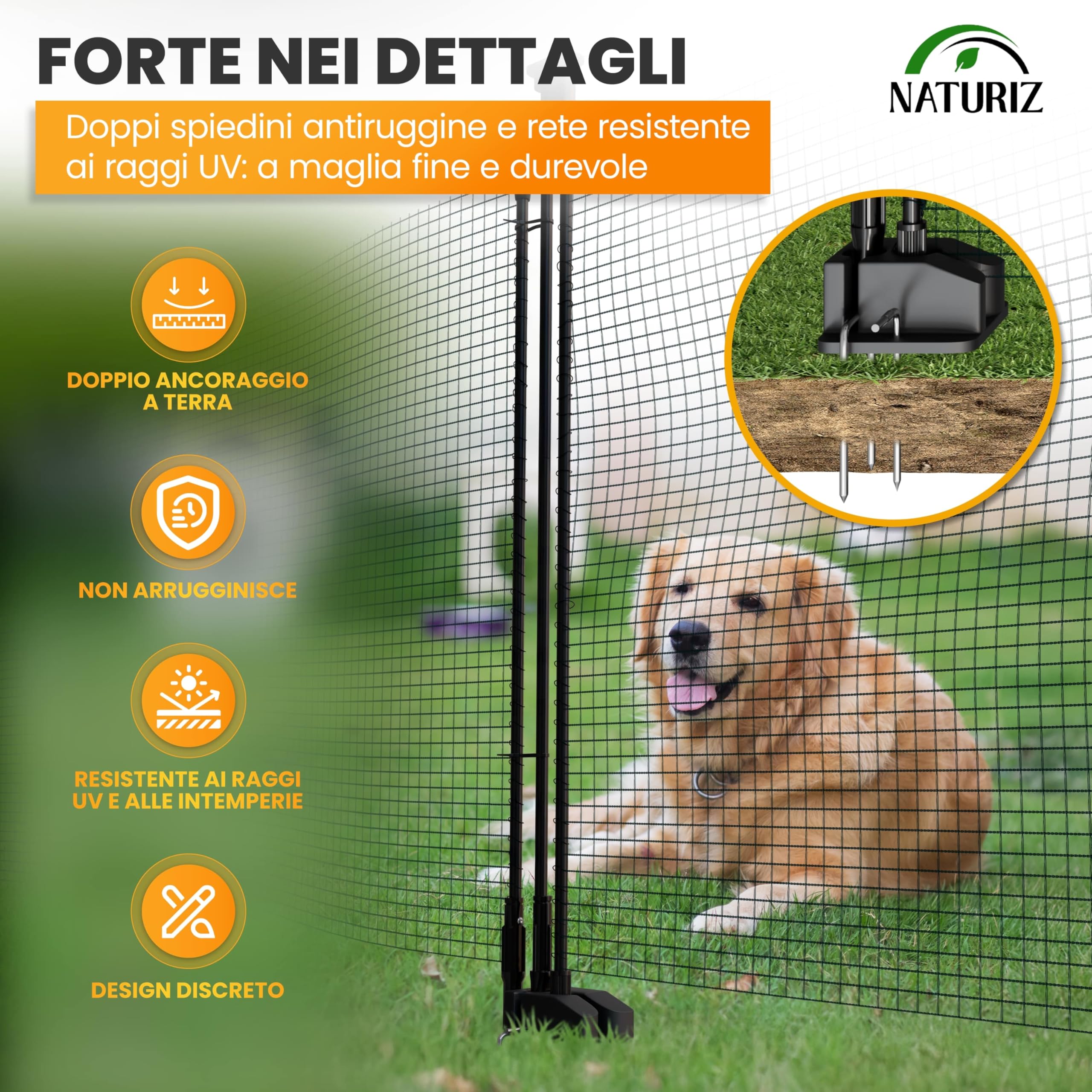 NATURIZ Recinzione cancello con apertura con una sola mano – cancello mobile per campeggio, giardino e pascolo – porta di vimini con montaggio e smontaggio rapido, senza elettricità