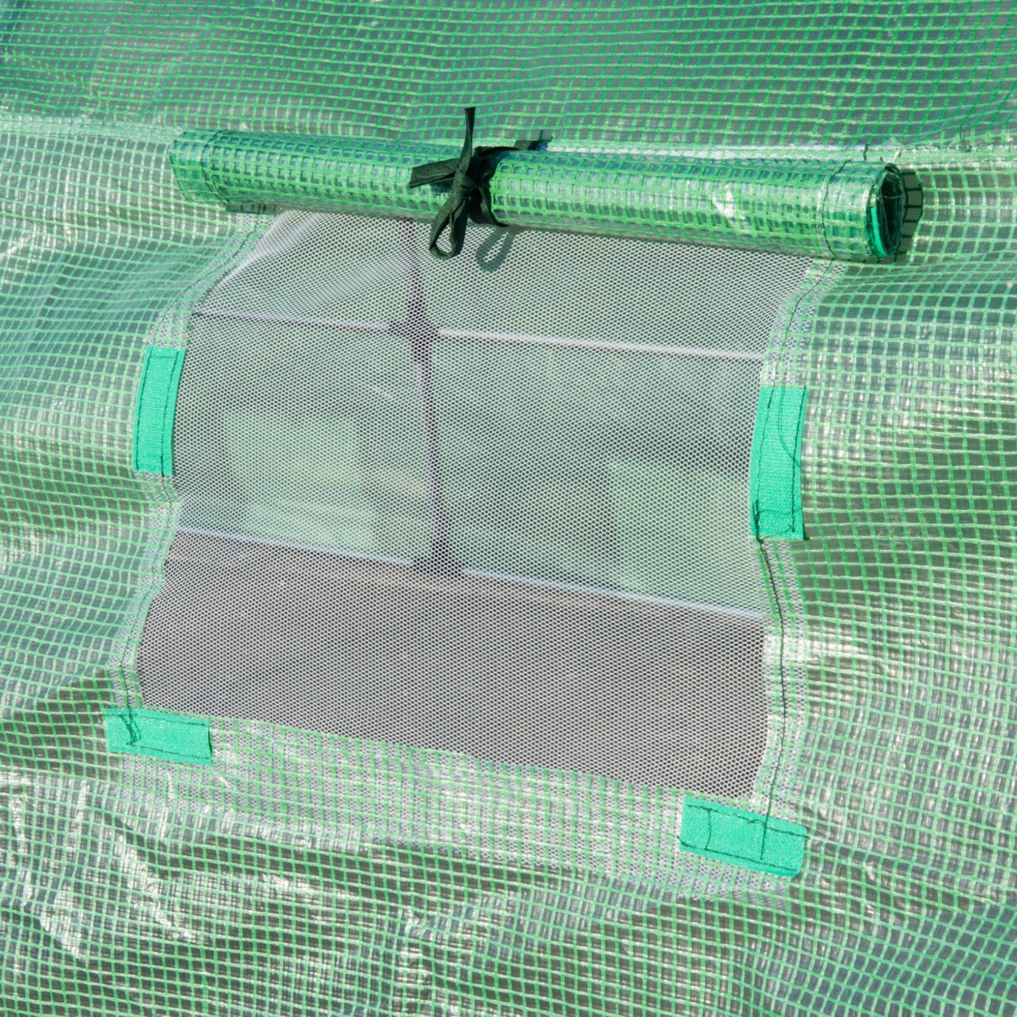 Outsunny Invernadero de Túnel de Jardín 6x3x2 m con Puerta Verde | Invernadero Exterior Grande para Huerto con 12 Ventanas, Ideal para Cultivos, Plantas, Verduras y Flores
