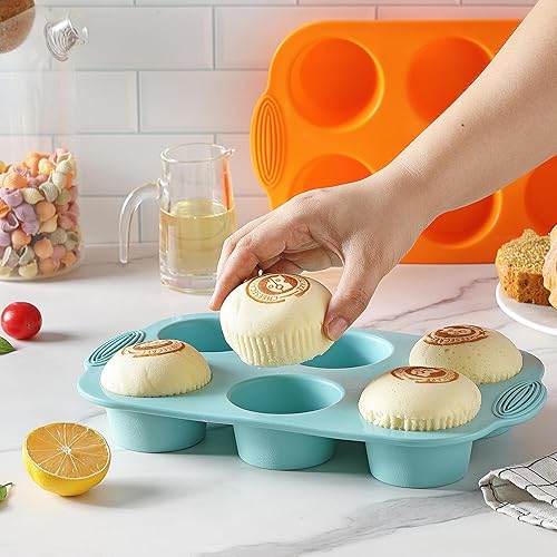 Miniatura 5 de Ohola - 2 moldes de silicona para magdalenas, moldes de silicona antiadherentes de 6 cavidades para hornear, perfectos para cupcakes, magdalenas,