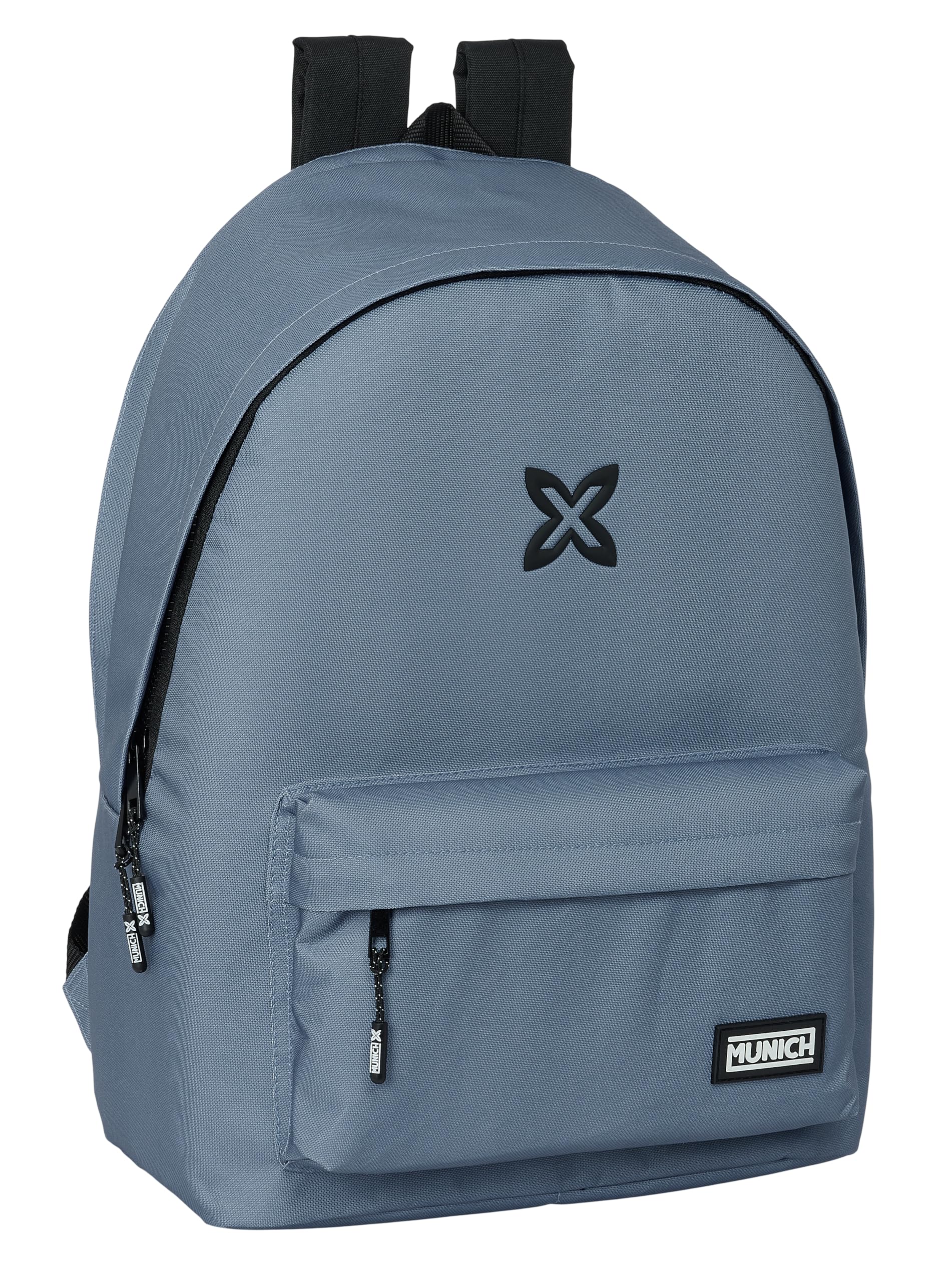 Safta MUNICH BÁSICOS - Mochila para Portátil 15.6" y USB, Ideal para Jóvenes de Diferentes Edades, Tejido Reciclado, Cómoda y Versátil, Calidad y Resistencia, 31x18x44 cm, Color Gris