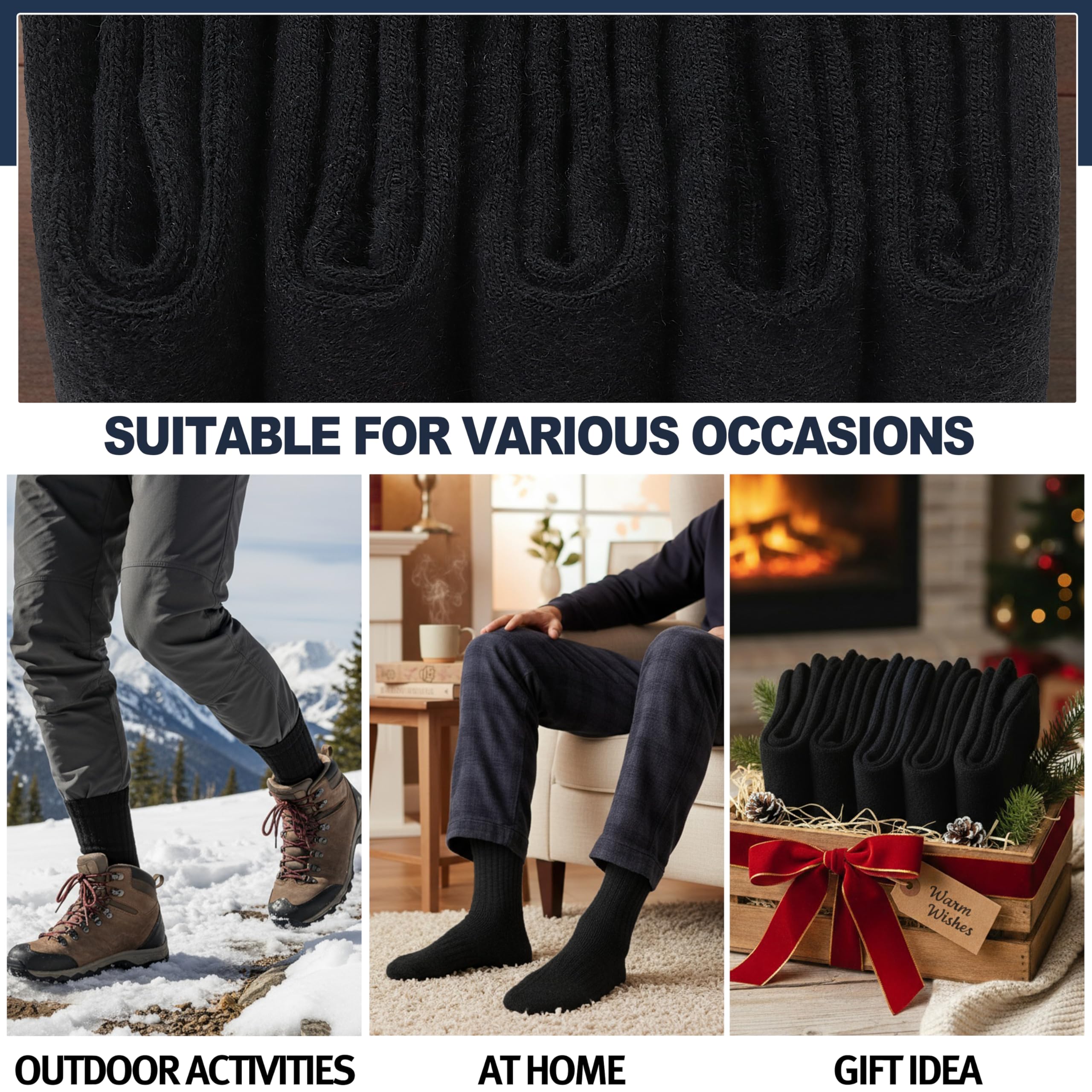 EBMORE® para hombre caliente comodidad gruesos lana – Calcetines Invierno (5-Pack, colores mezclados