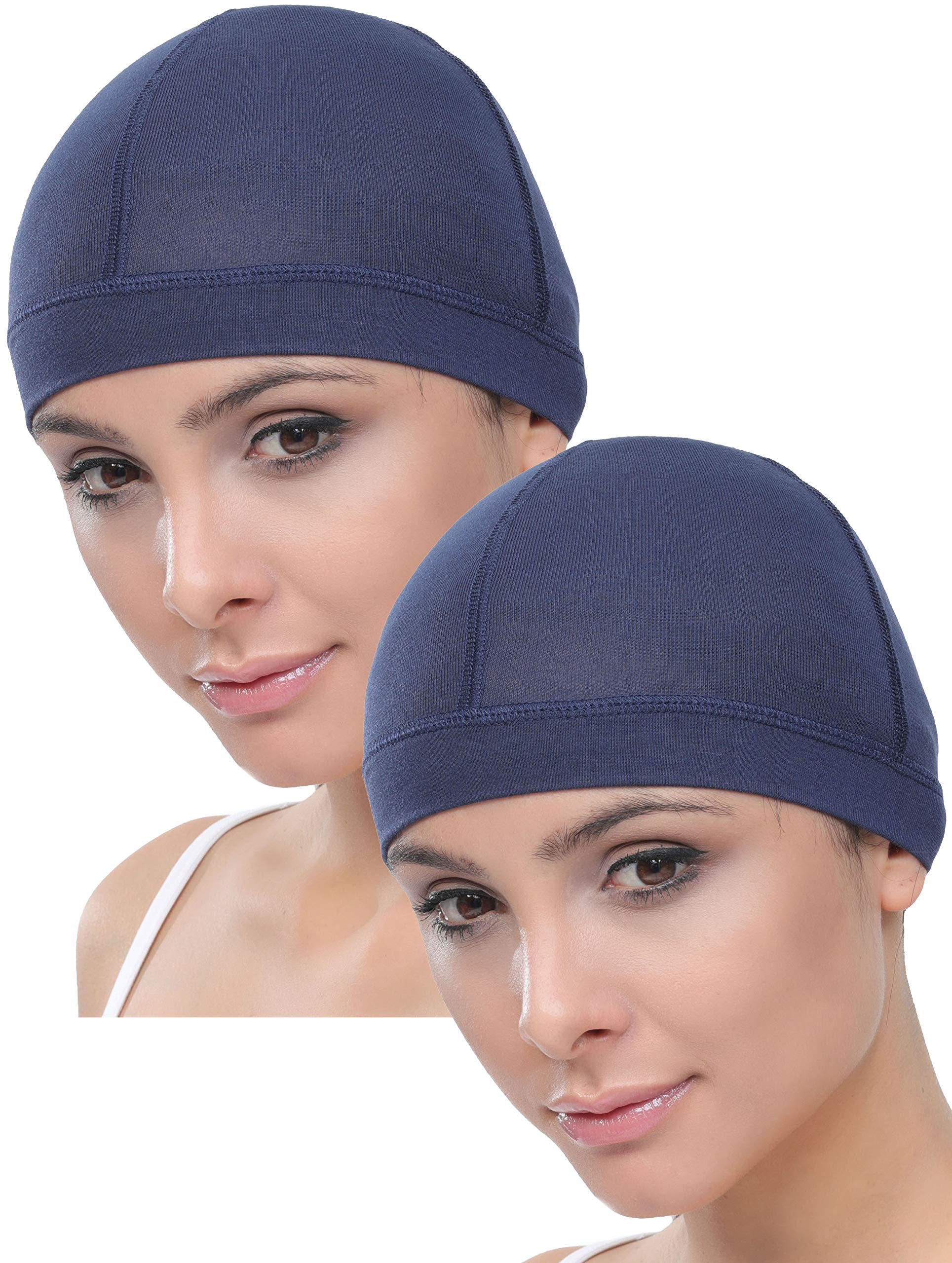 Deresina Headwear Unisex Denim Deresina Bamboo Wig Cap For Hair Loss (2Pcs) (Denim)
