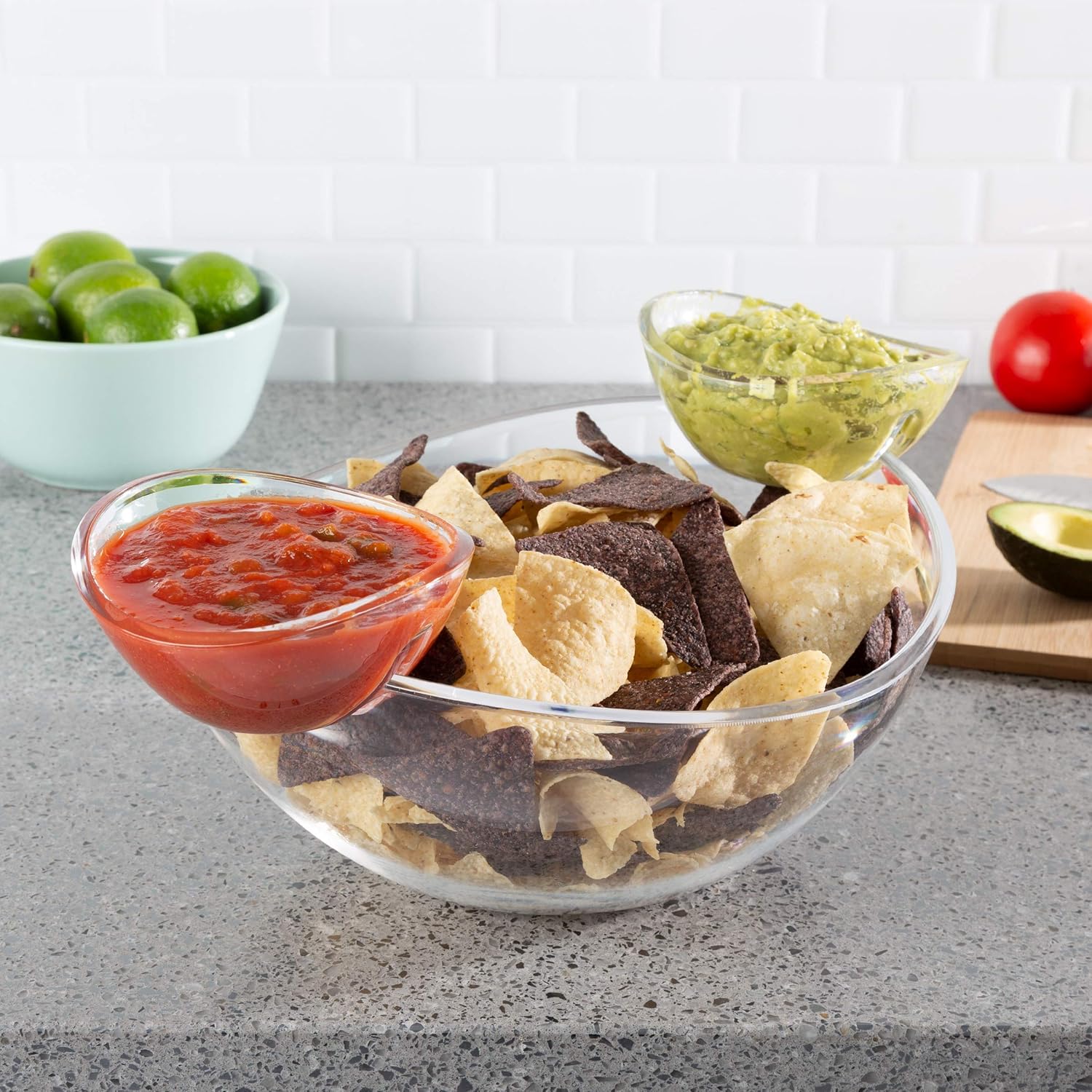  | Chip and Dip Bowls-3 PC Appetizer Snack Serving Dishes-Indoor Outdoor Servingware for Chips, Salsa, Fruit, Veggies, Dips and More by Classic Cuisine: Chip & Dip Sets