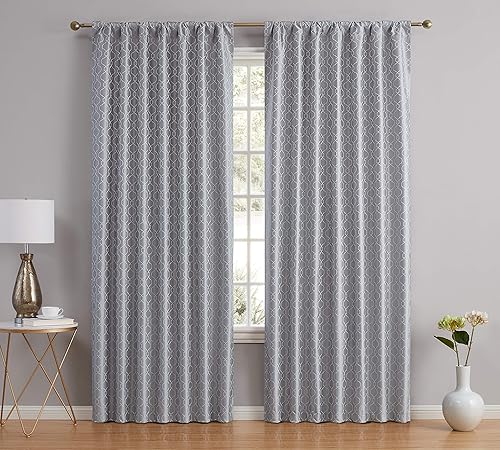 Miniatura 2 de HLC.ME Franklin - Cortinas de paneles 100% opacas, diseño marroquí, con bolsillo para cortinero, con aislamiento térmico, ahorro de energía, bloquea