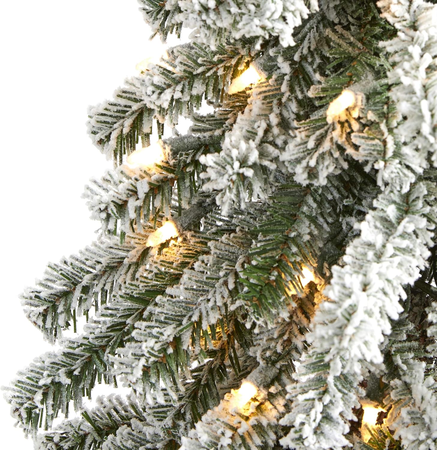 Nearly Natural 5ft. Flocked Alpine Christmas Artificial Tree with 150 Lights and 405 Bendable Branches