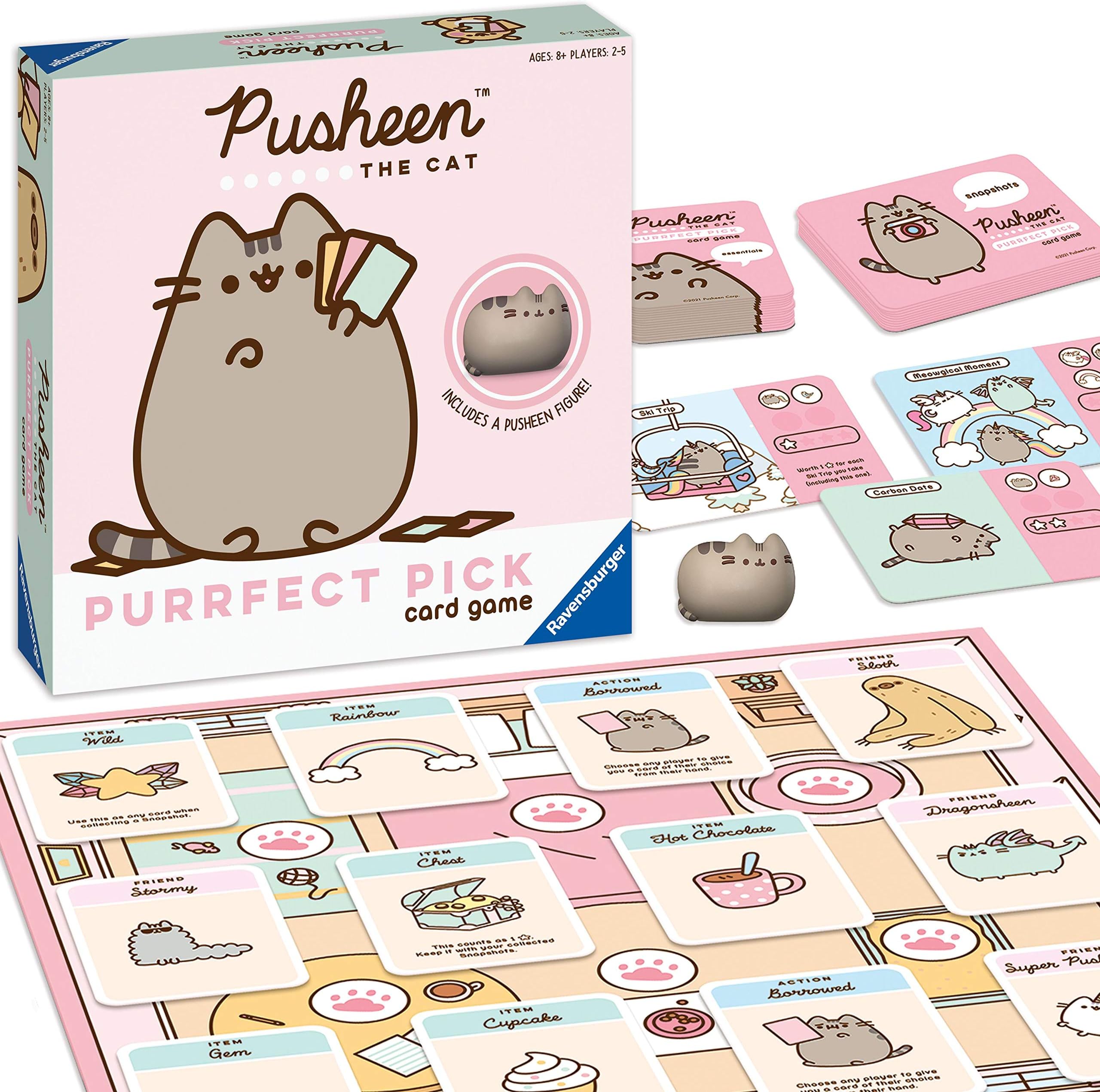 Ravensburger Pusheen Purrfect Pick Game - Fun Family Activity | Ideal for Cat Lovers and Pusheen Fans | Engaging Gameplay | Suitable for Ages 8 and Up | Pink Edition