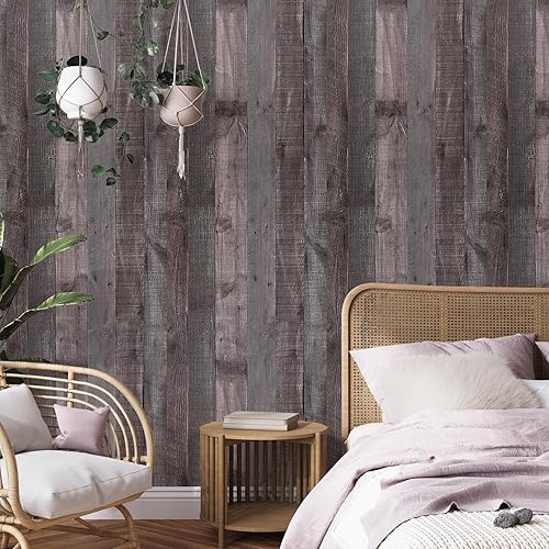 Miniatura 2 de WENMER Papel de contacto de madera de 17.71 x 1181 pulgadas, papel tapiz de madera rústica, papel tapiz de madera para despegar y pegar, papel de