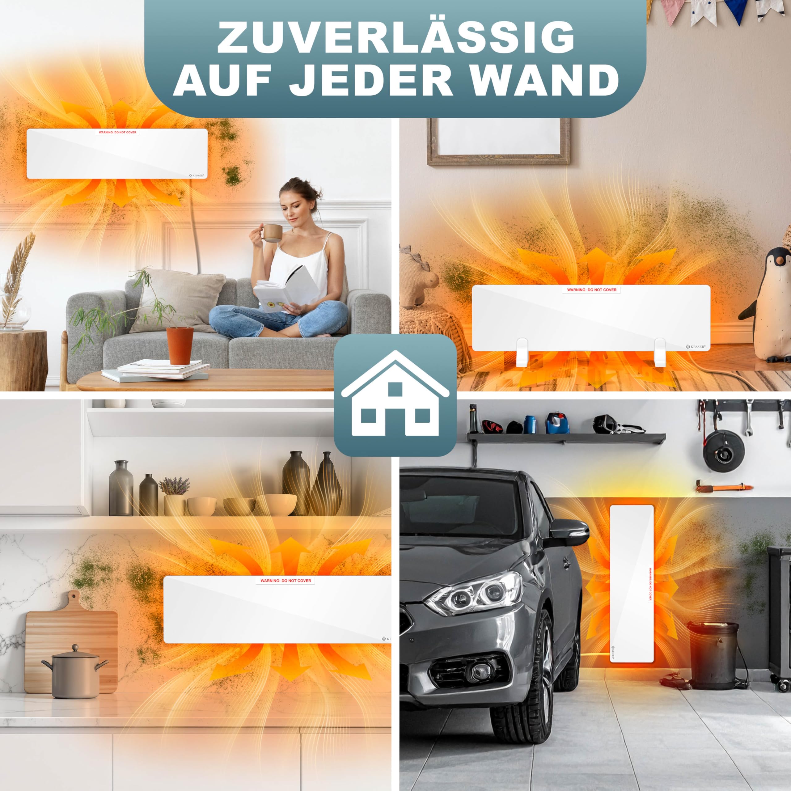 KESSER Riscaldamento a infrarossi contro la muffa, 50 W, per parete e bagno, senza muffa, alternativa a spray antimuffa e vernice, a risparmio energetico, bianco