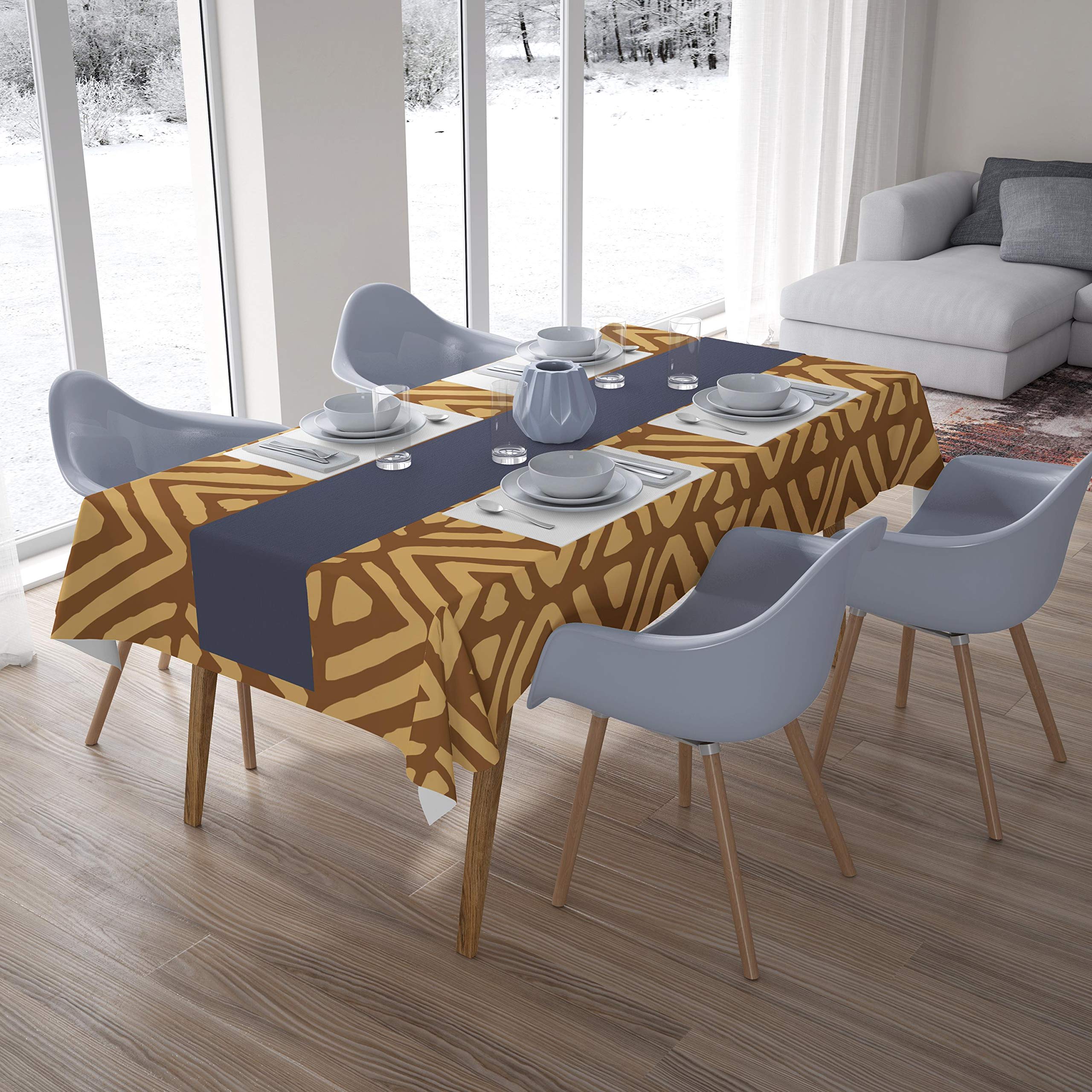 Bonamaison Kitchen Decoration, Tablecloth, Brown Tones, 140 x 200 Cm - Designed and Manufactured in Turkey