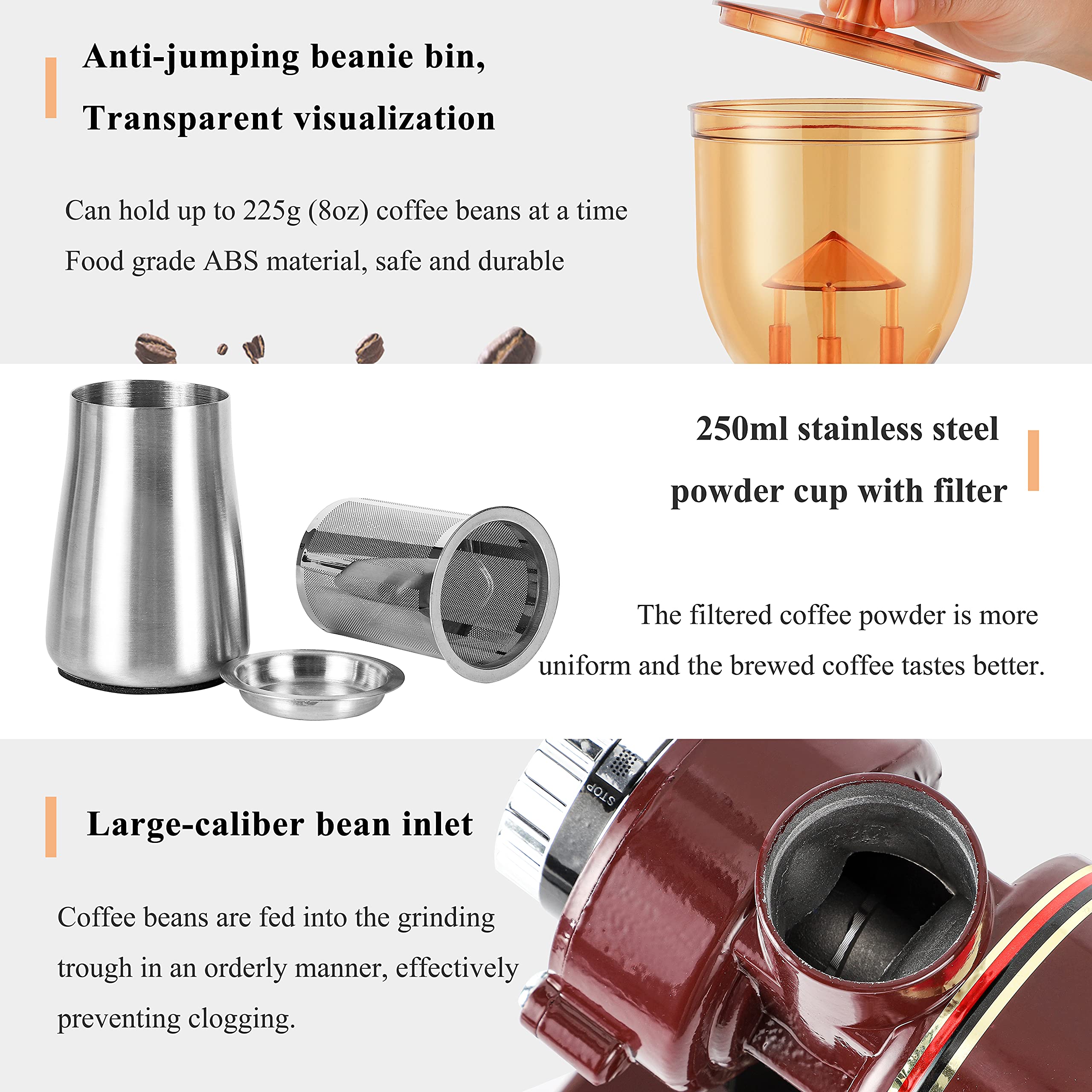 いいものセレクト通販Huanyu Coffee Grinder Electric Flat Burr Grinding Machine