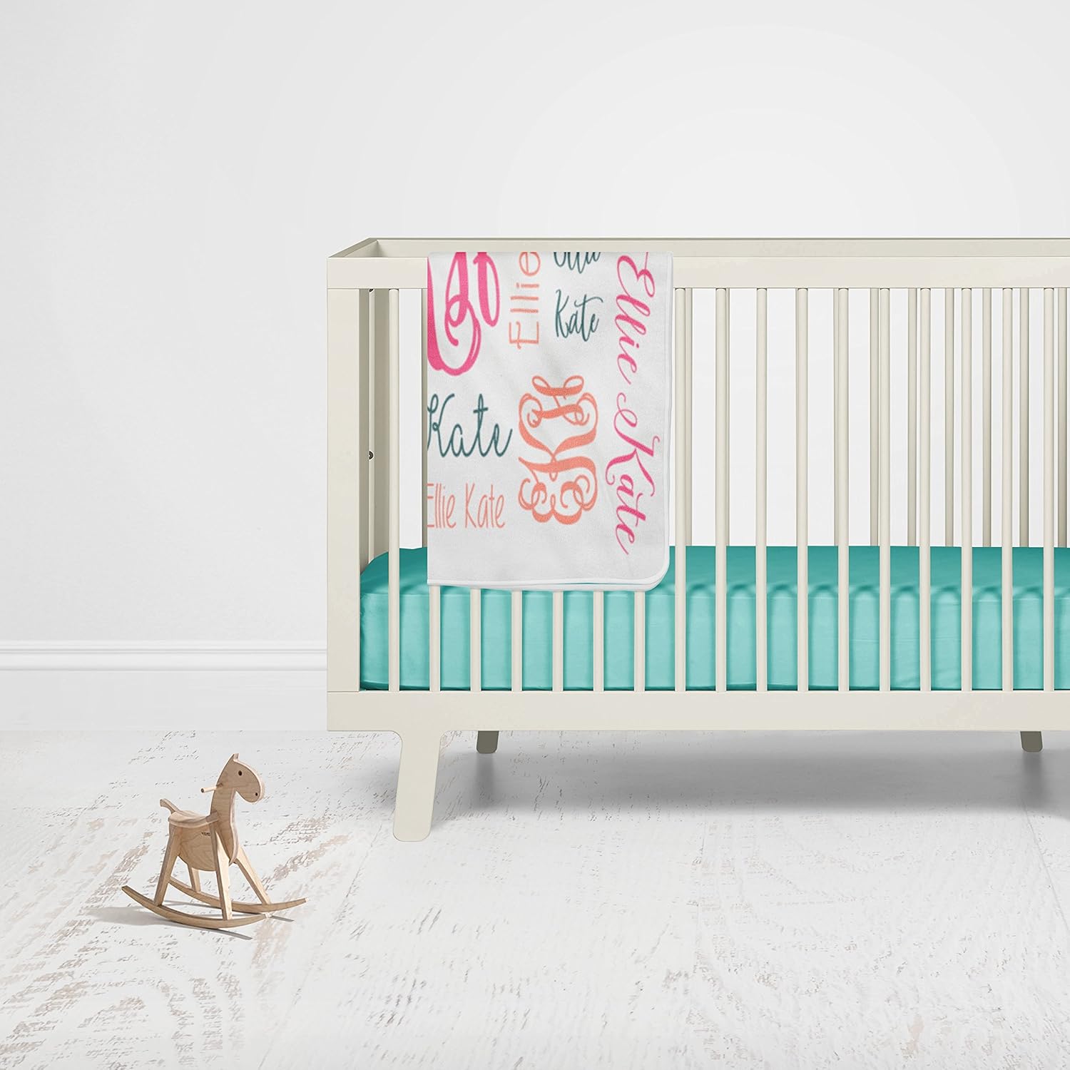 Baby Girl Swaddle Floral Blanket Personalized Baby Blanket Monogram Blanket Name Blanket Receiving Birth Announcement (60x80) White