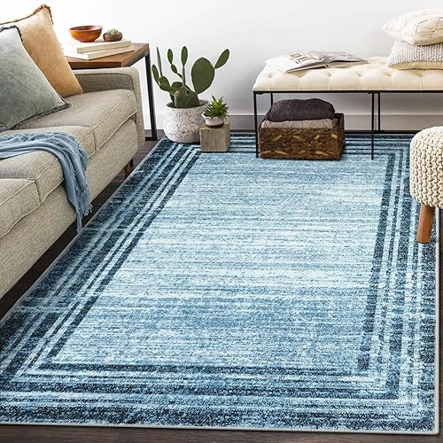 Lahome Modern Bordered Area Rug, Washable Rug 5x7 for Living Room Dining Room Non Skid Soft Abstract Unique Kitchen Playroom Boys Bedroom Nursery