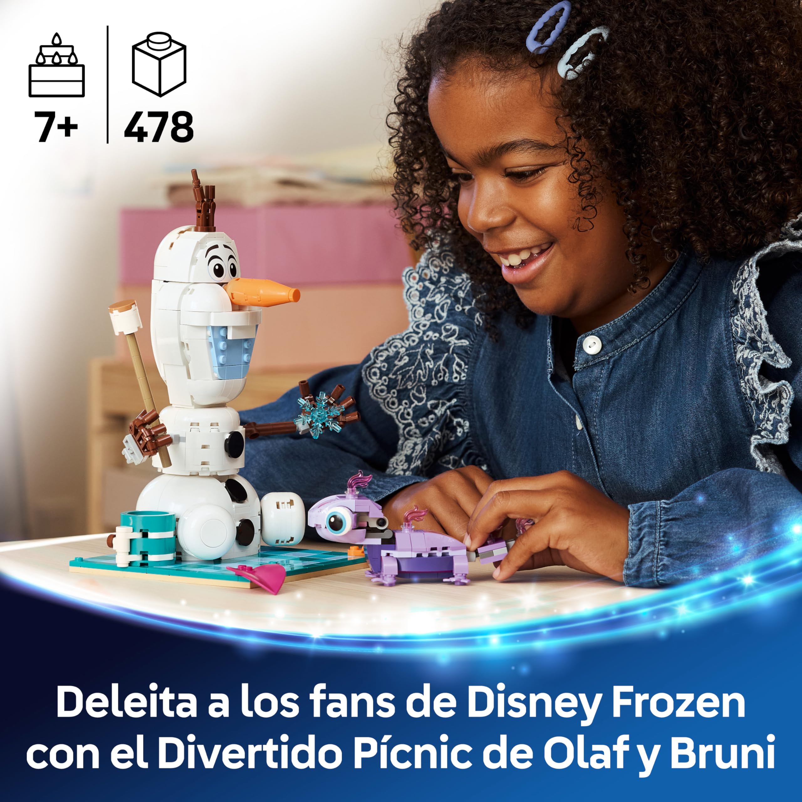 LEGO | Disney Frozen Divertido Pícnic de Olaf y Bruni de Juguete - Figura de Muñeco de Nieve con Mantel y Accesorios de Pícnic - Decoración del Dormitorio - Regalo para Niñas de 7+ Años y Fans - 43287