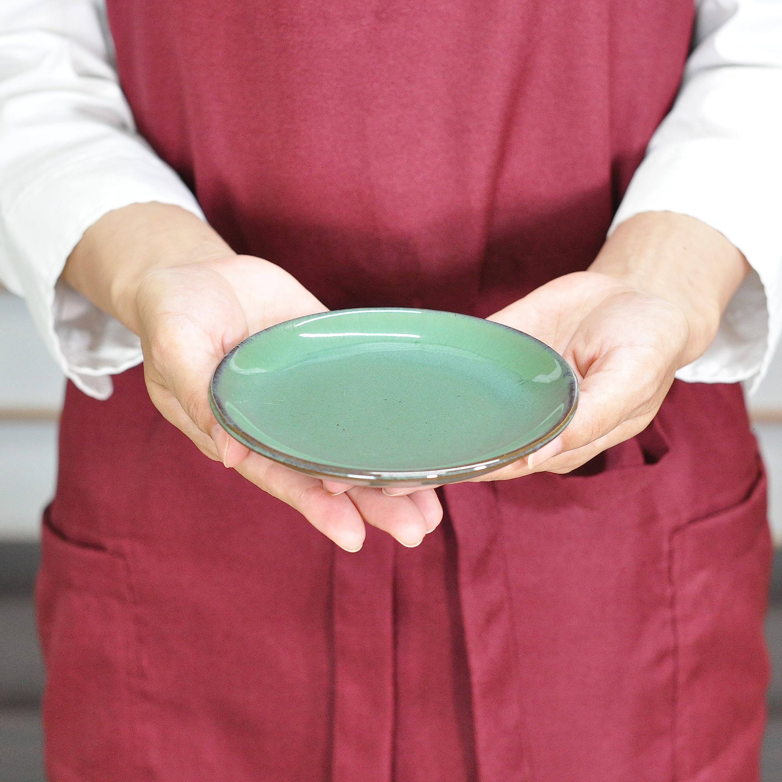 Amazon.co.jp: 盆栽妙 丸受け皿 4号 翠 緑 グリーン 幅12cm×高さ1.5cm