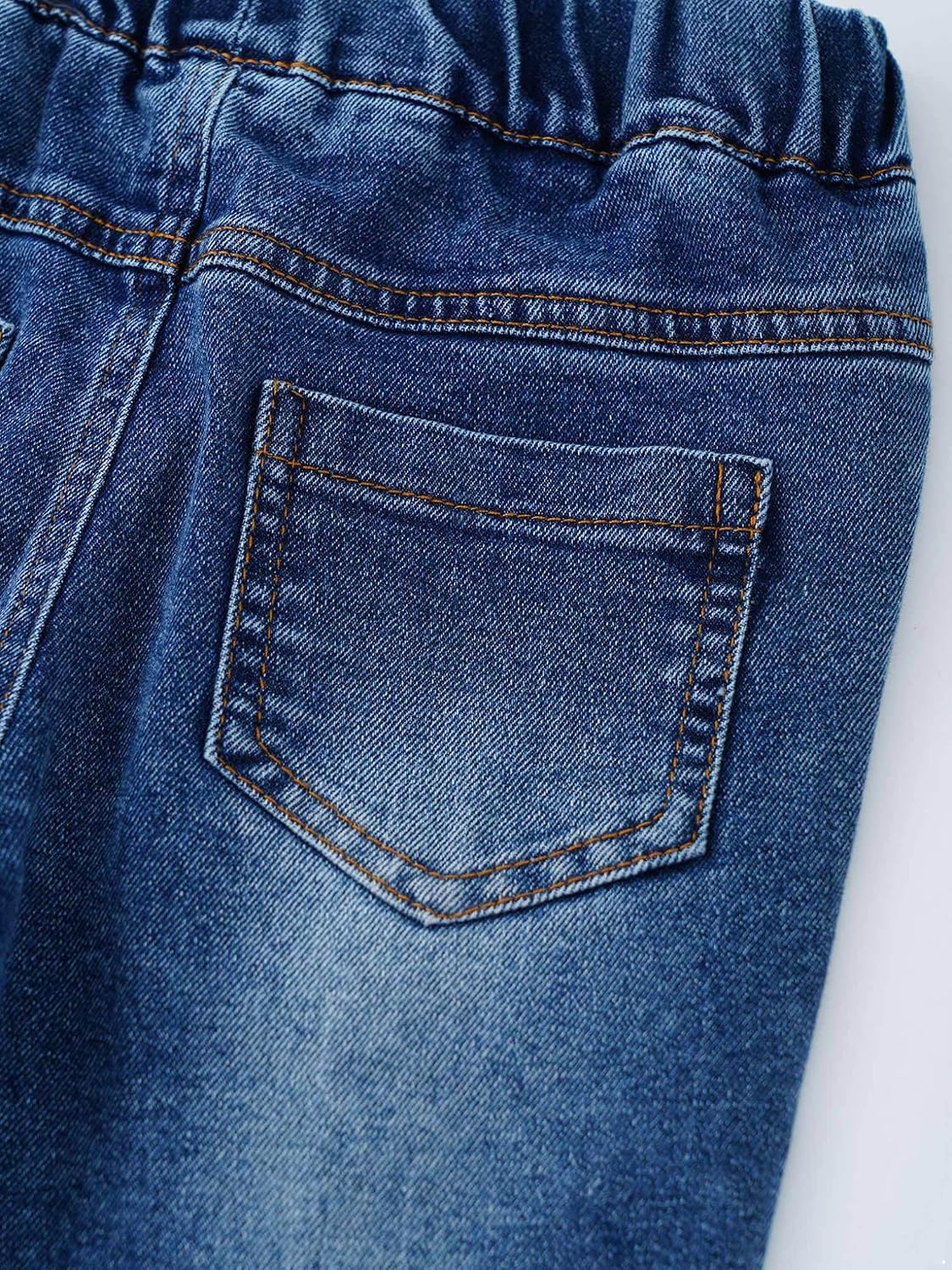 Kids Girls Elastic Waist Bell Bottom Denim Pants Skinny Flare Jeans Distressed Ripped Trousers