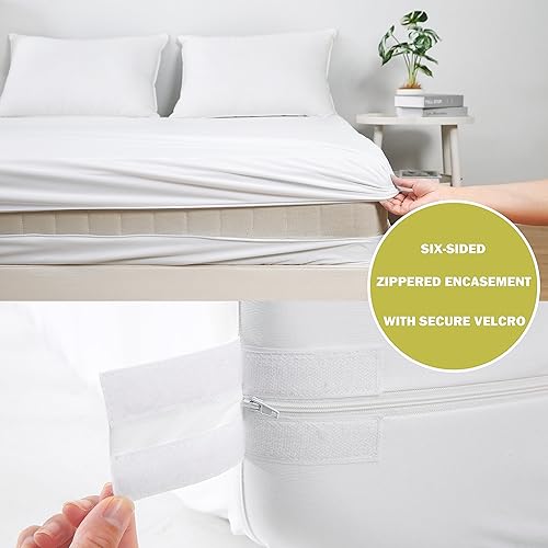 Miniatura 5 de Ascend - Protector de colchón con cremallera de seis caras, tamaño King, funda de cama impermeable prémium con altura ajustable elástica, suave y