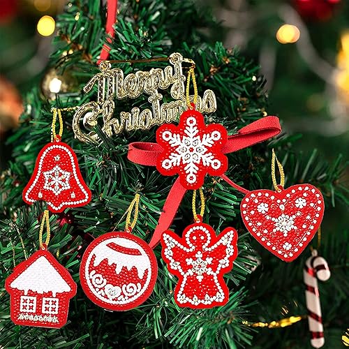 Miniatura 7 de SKRYUIE Kits de pintura de diamantes 5D, tarjetas colgantes colgantes para árbol de Navidad, para adultos, kits para niños, arte de diamantes de