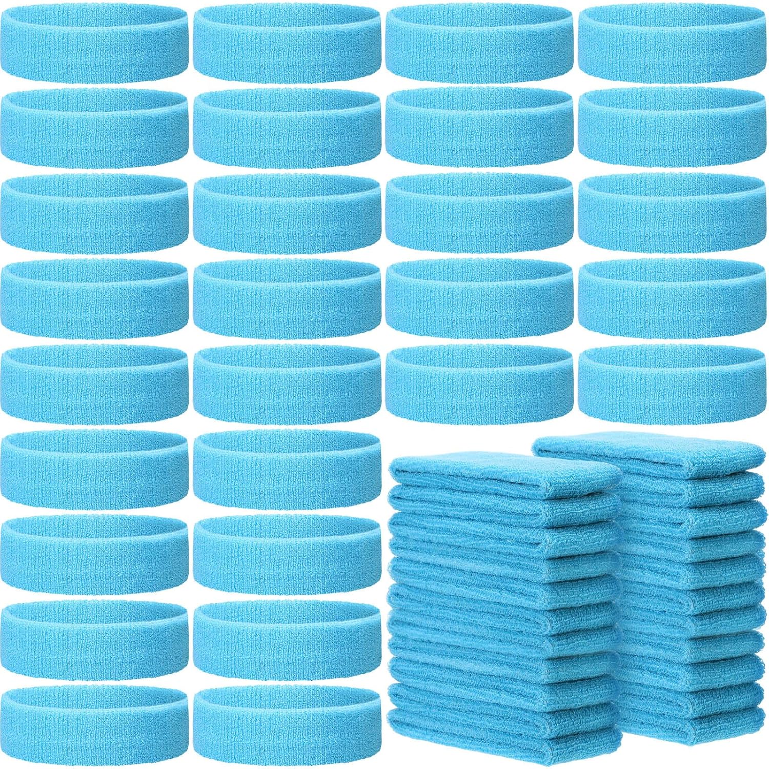 Libima 24 Pcs Kids Sweatbands Bulk Boys Headband for Sports Kids Cotton Terry Youth Sweatbands Elastic Sports Headbands Wicking Athletic Bands for Team Activity