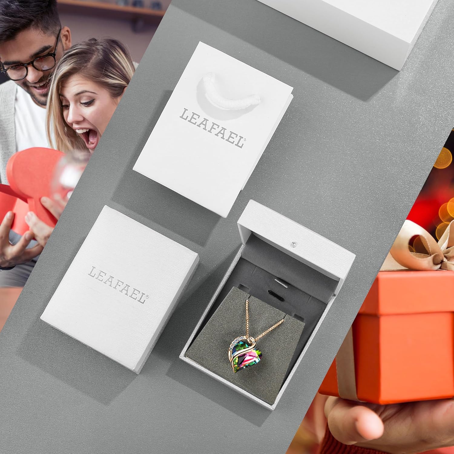 Leafael Rose Gold Plated Necklace for Women: Heart Shaped Birthstone/Healing Crystals Center, Dazzling Cubic Zirconia, Hypoallergenic Chain (18"+2"), Jewelry Gifts for Anniversaries and Birthdays - Image 6